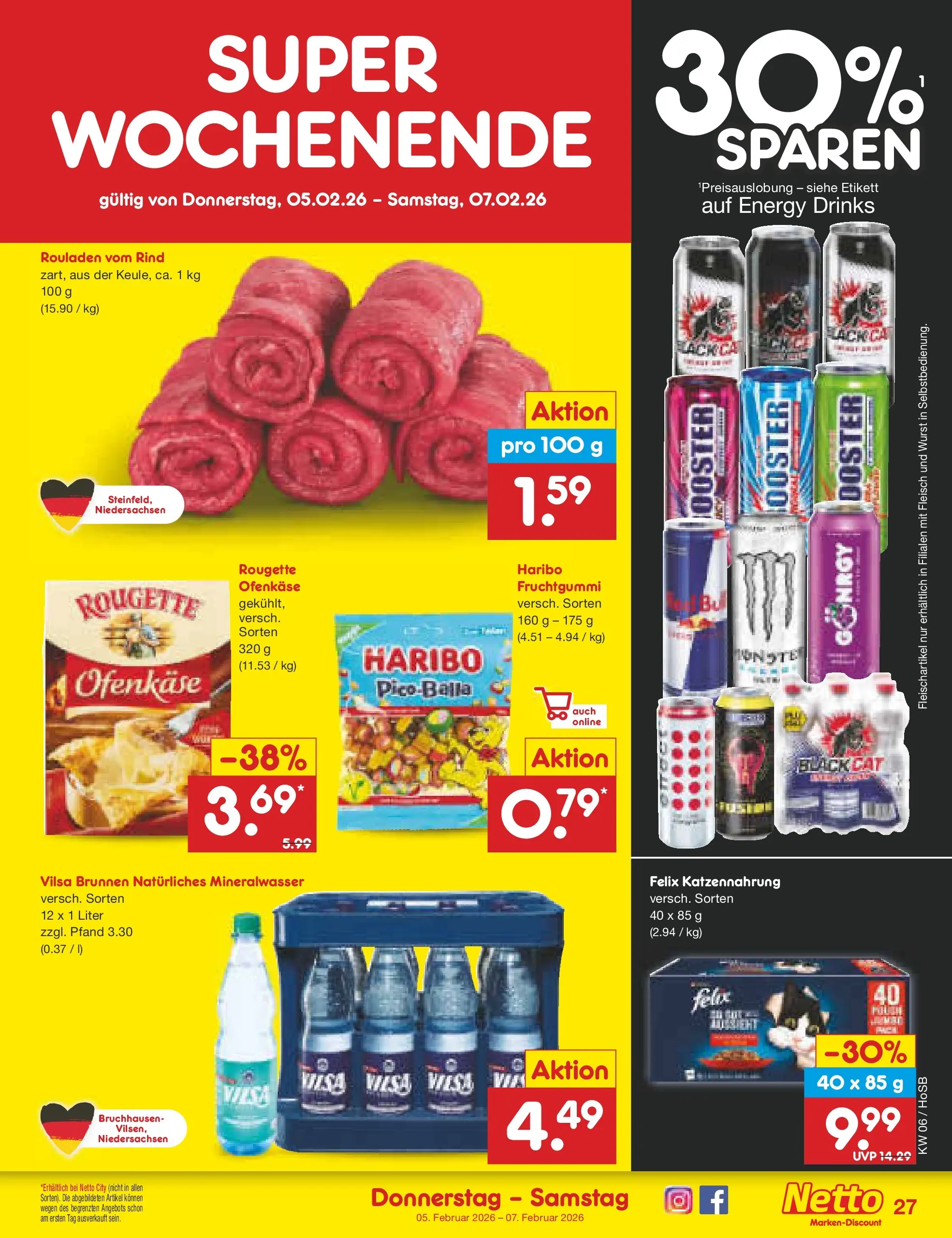 Netto Marken-Discount prospekt Hannover	 (ab 01.02.2026) » Angebote | Seite: 39 | Produkte: Haribo, Rougette ofenkase, Mineralwasser, Wurst