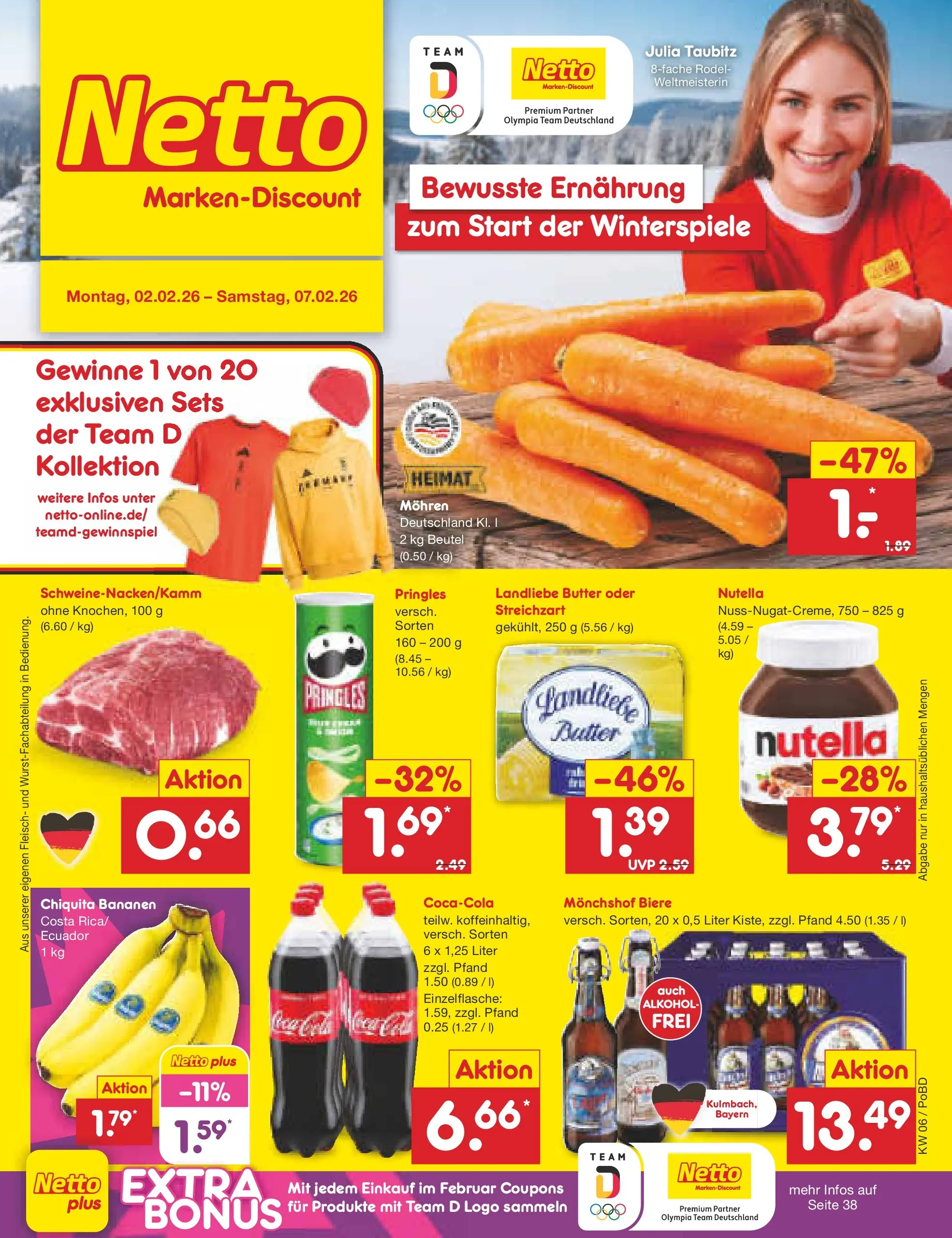 Netto Marken-Discount prospekt Selb	 (ab 01.02.2026) » Angebote | Seite: 1 | Produkte: Butter, Bananen, Nutella, Pringles