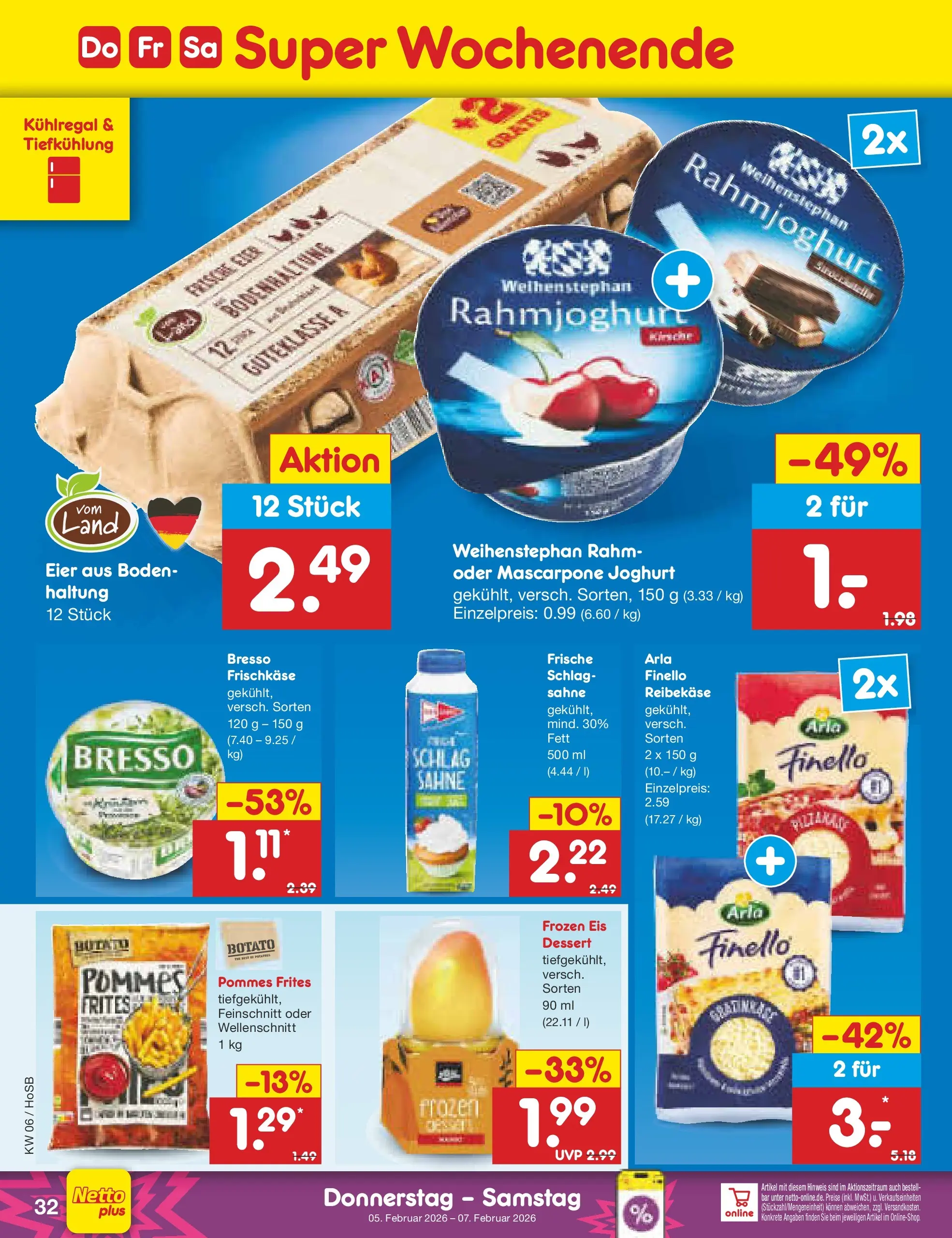 Netto Marken-Discount prospekt Hannover	 (ab 01.02.2026) » Angebote | Seite: 44 | Produkte: Joghurt, Pommes frites, Bresso, Sahne