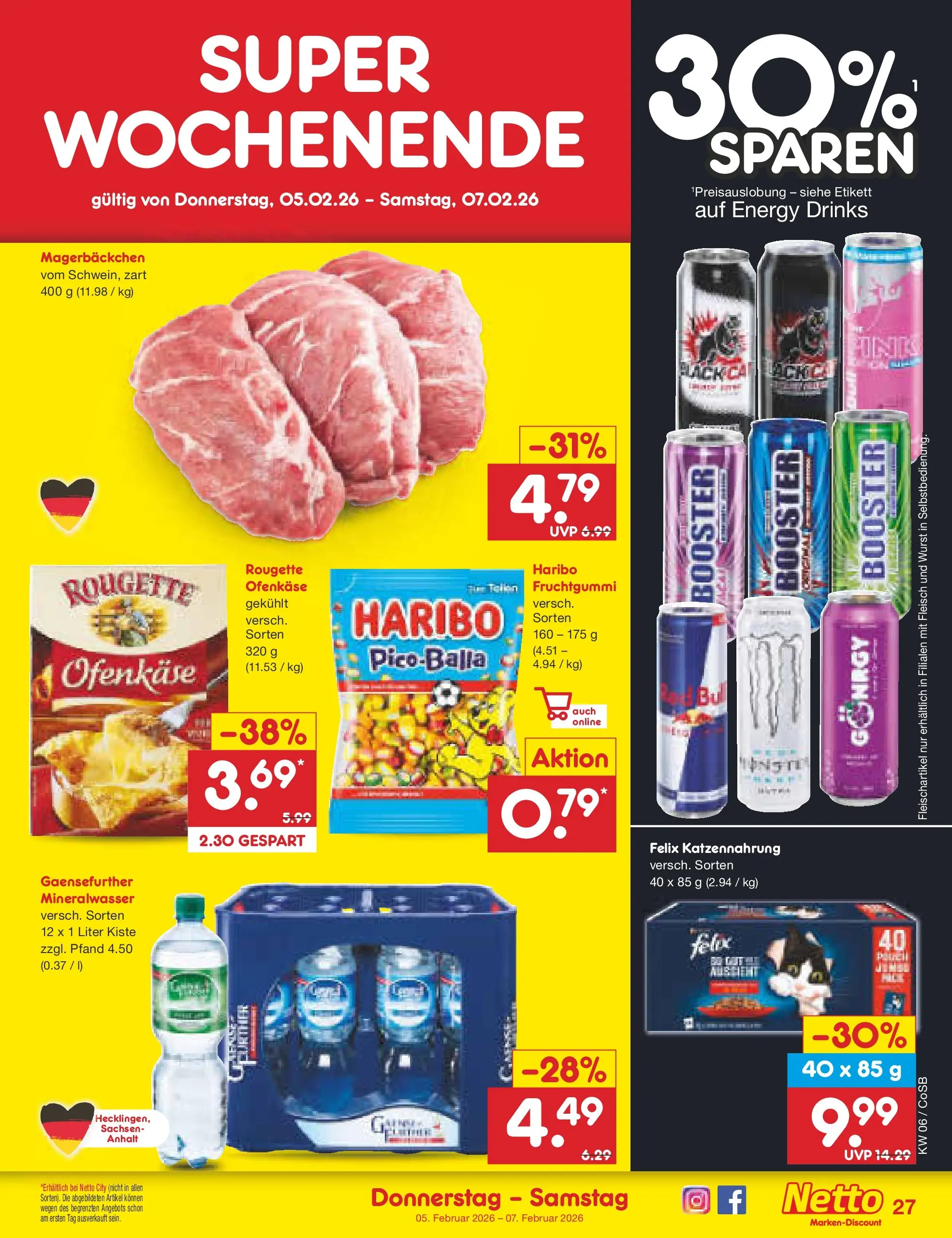Netto Marken-Discount prospekt Bitterfeld-Wolfen	 (ab 01.02.2026) » Angebote | Seite: 39 | Produkte: Haribo, Mineralwasser, Wurst, Fleisch