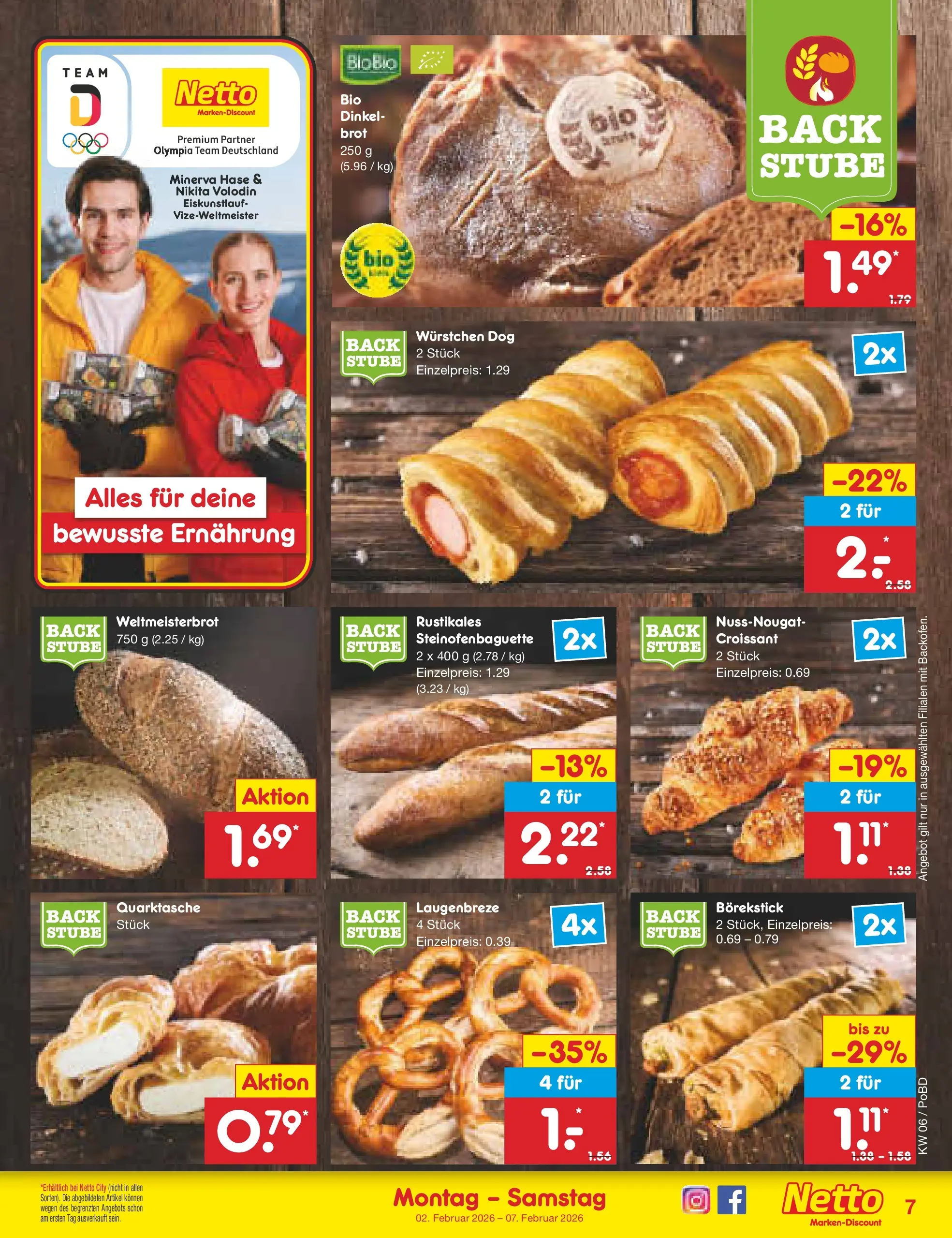 Netto Marken-Discount prospekt Selb	 (ab 01.02.2026) » Angebote | Seite: 7 | Produkte: Croissant, Brot