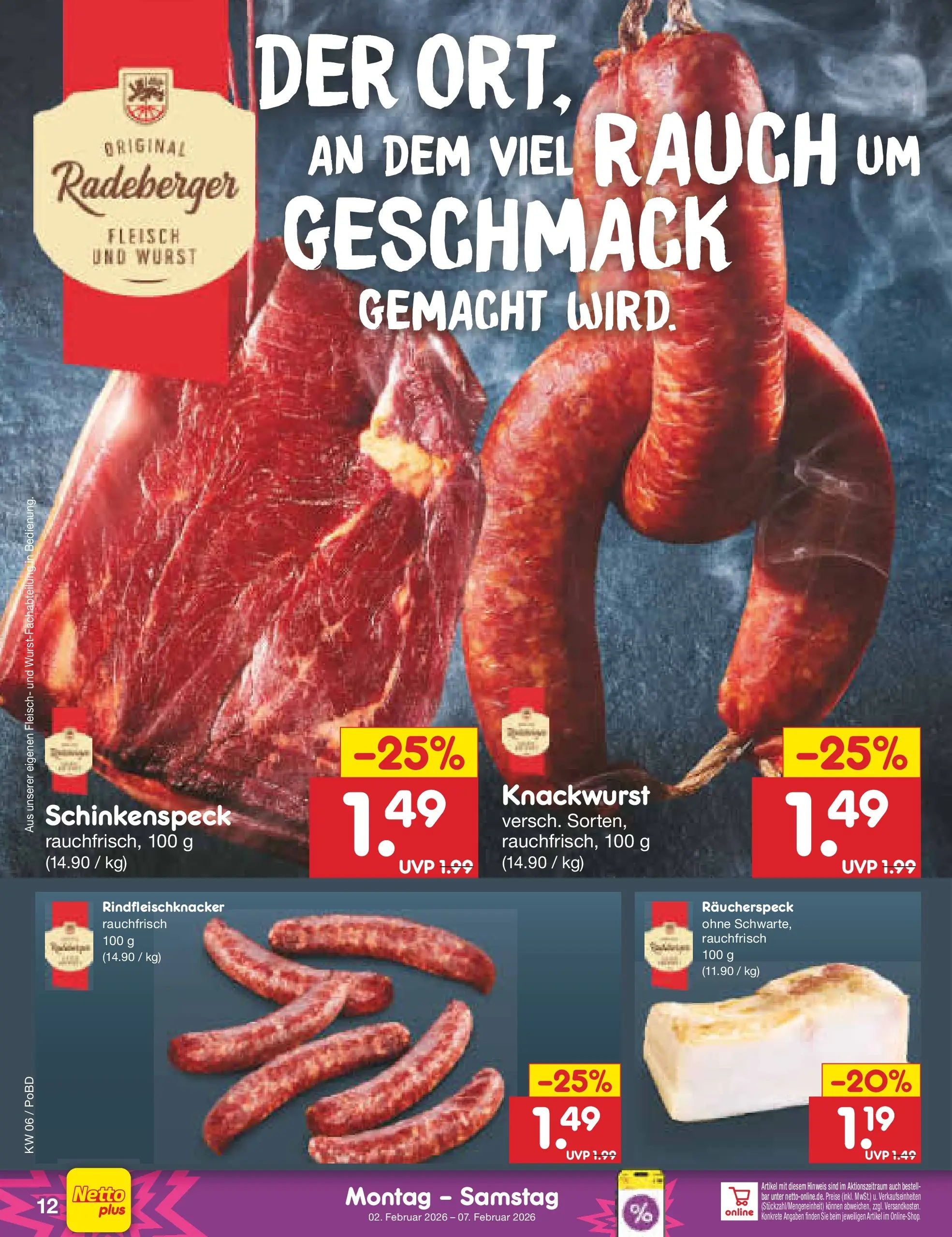 Netto Marken-Discount prospekt Selb	 (ab 01.02.2026) » Angebote | Seite: 12 | Produkte: Wurst, Fleisch