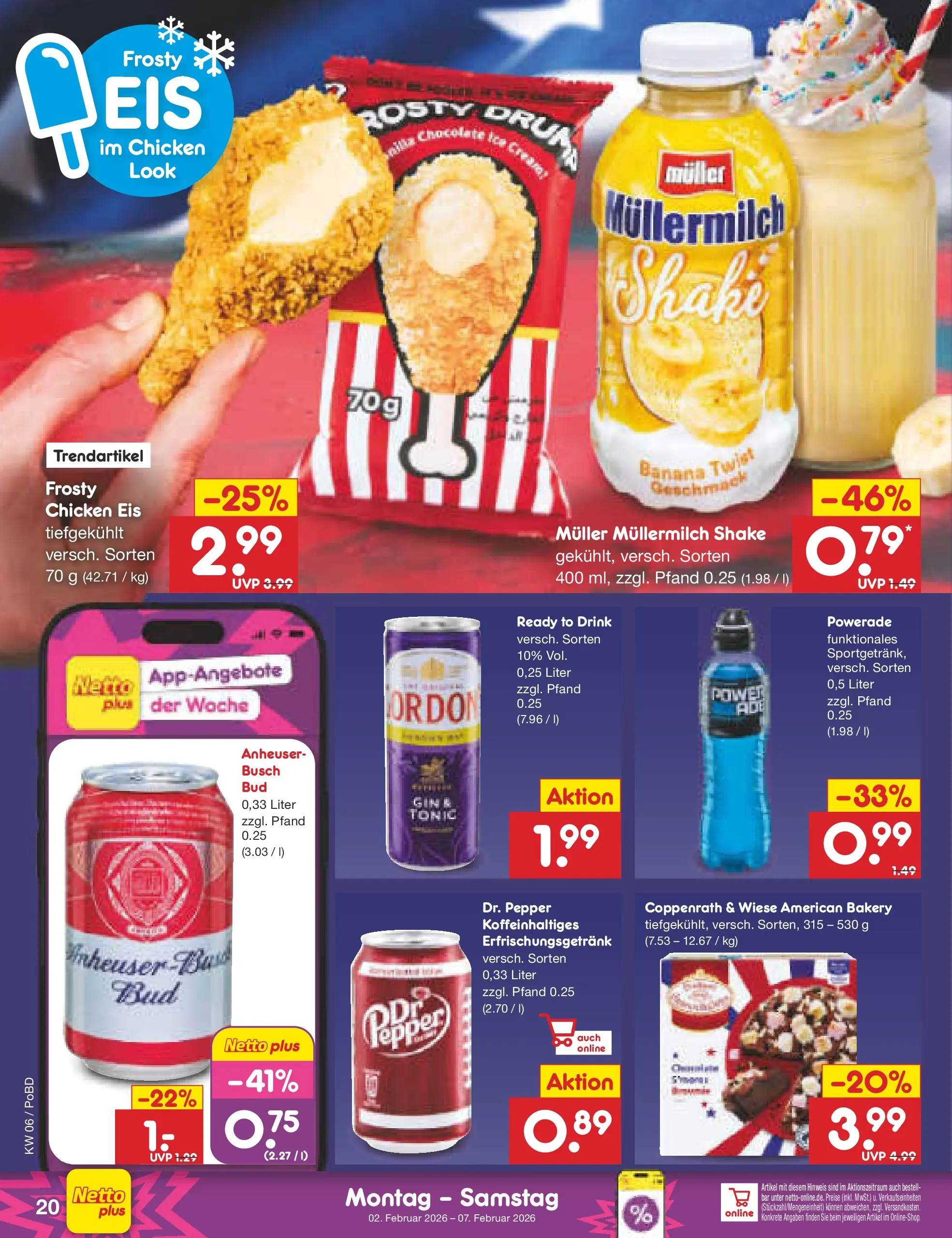 Netto Marken-Discount prospekt Selb	 (ab 01.02.2026) » Angebote | Seite: 24 | Produkte: Powerade, Müllermilch, Muller mullermilch, Eis