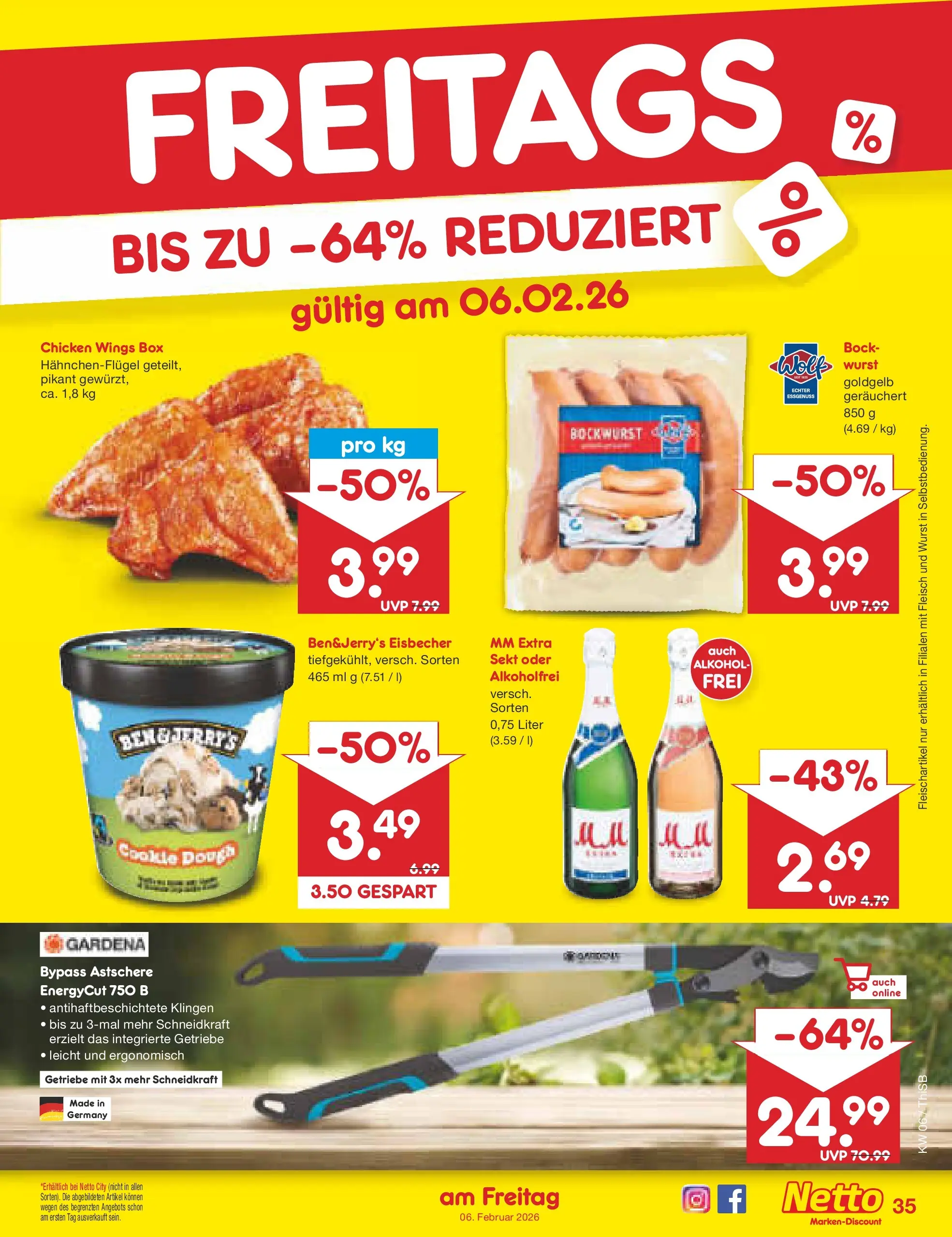 Netto Marken-Discount prospekt Pirna	 (ab 02.02.2026) » Angebote | Seite: 47 | Produkte: Bockwurst, Sekt, Box, Fleisch