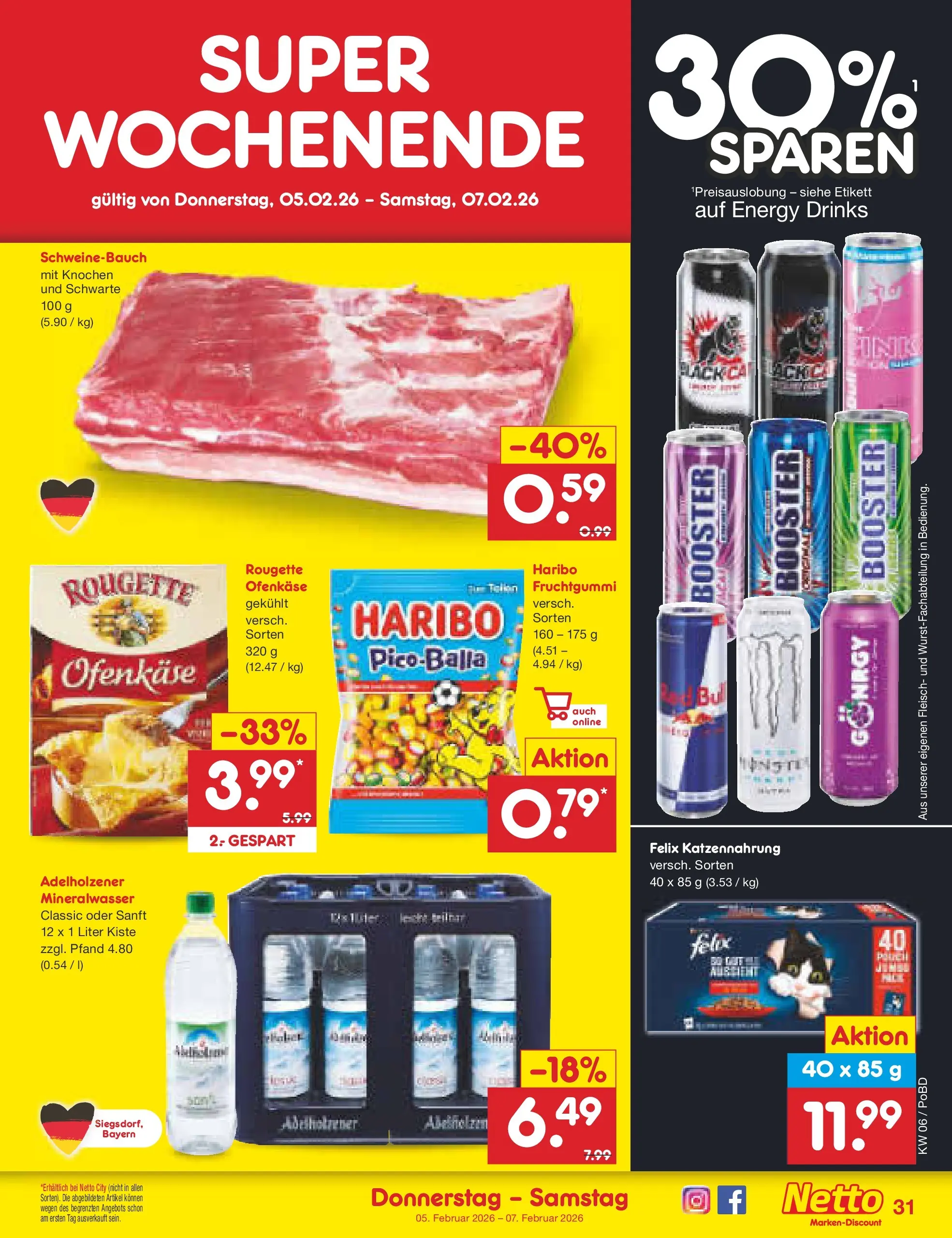 Netto Marken-Discount prospekt Selb	 (ab 01.02.2026) » Angebote | Seite: 37 | Produkte: Haribo, Schweinebauch, Mineralwasser, Fleisch