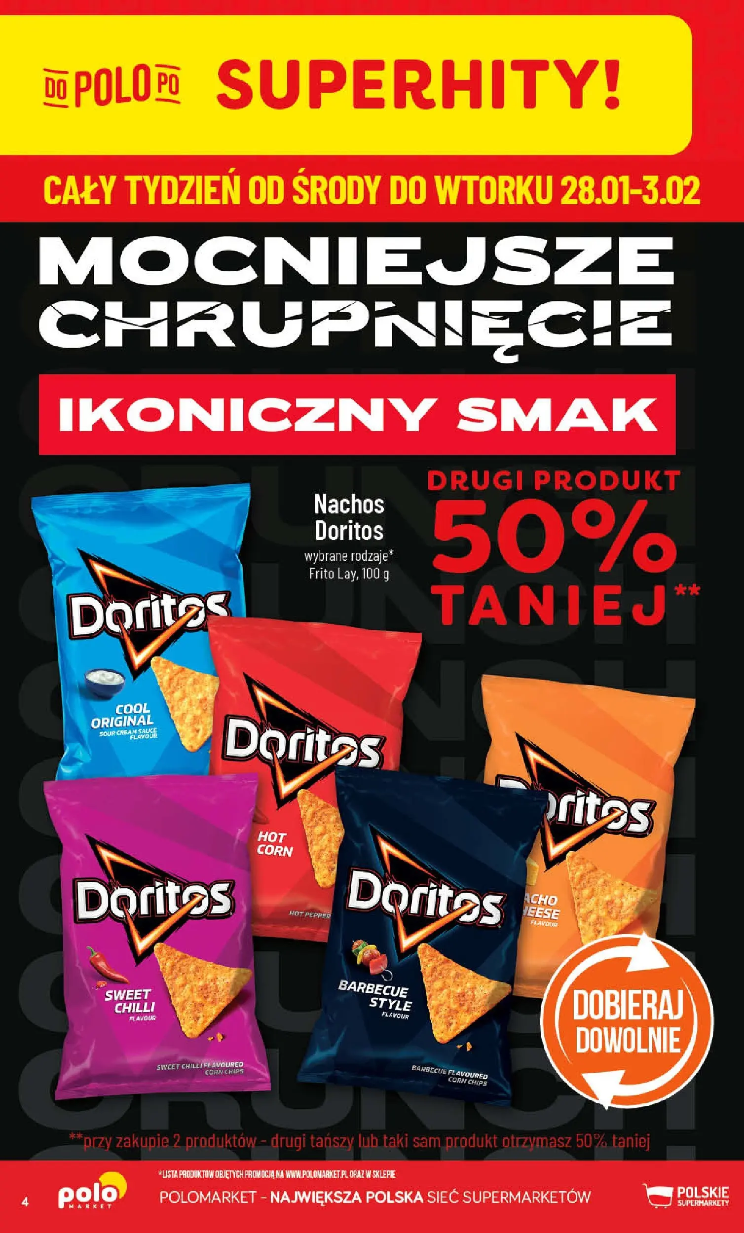 Nowa POLOmarket gazetka od jutra 28.01.2026 (PDF) | Strona: 4 | Produkty: Nachos, Doritos
