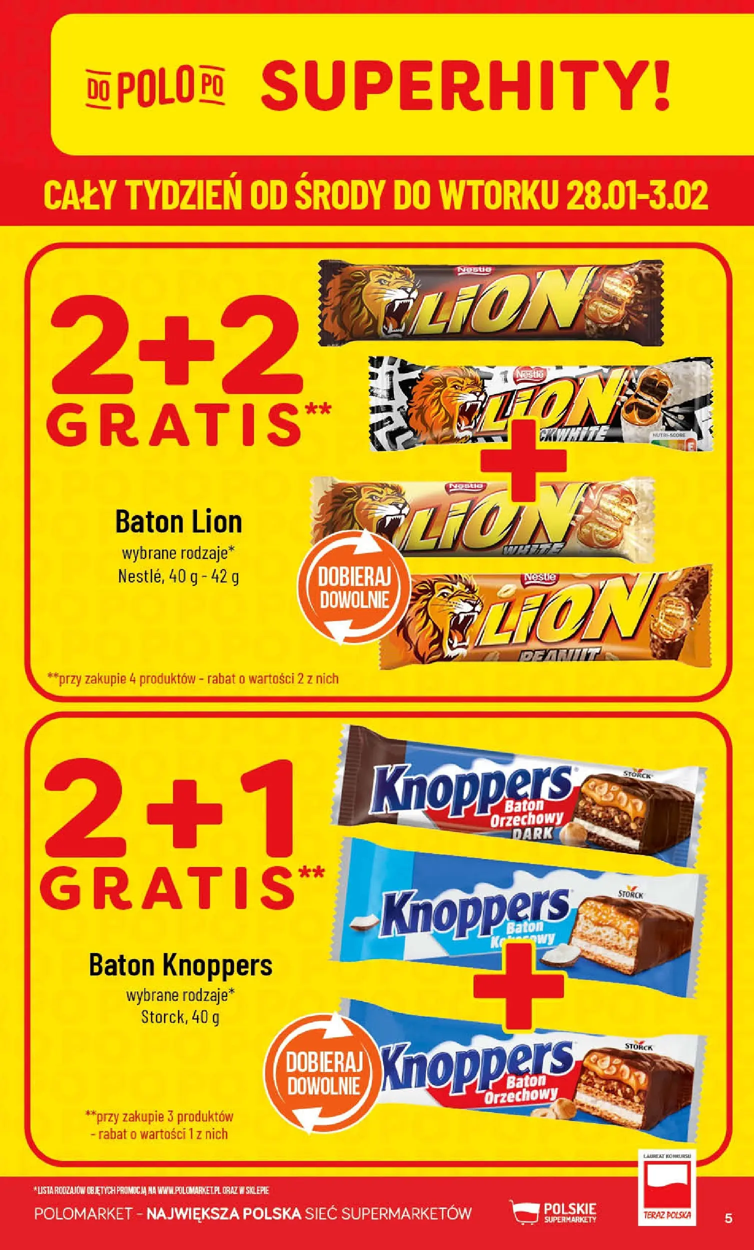 Nowa POLOmarket gazetka od jutra 28.01.2026 (PDF) | Strona: 5 | Produkty: Knoppers, Baton
