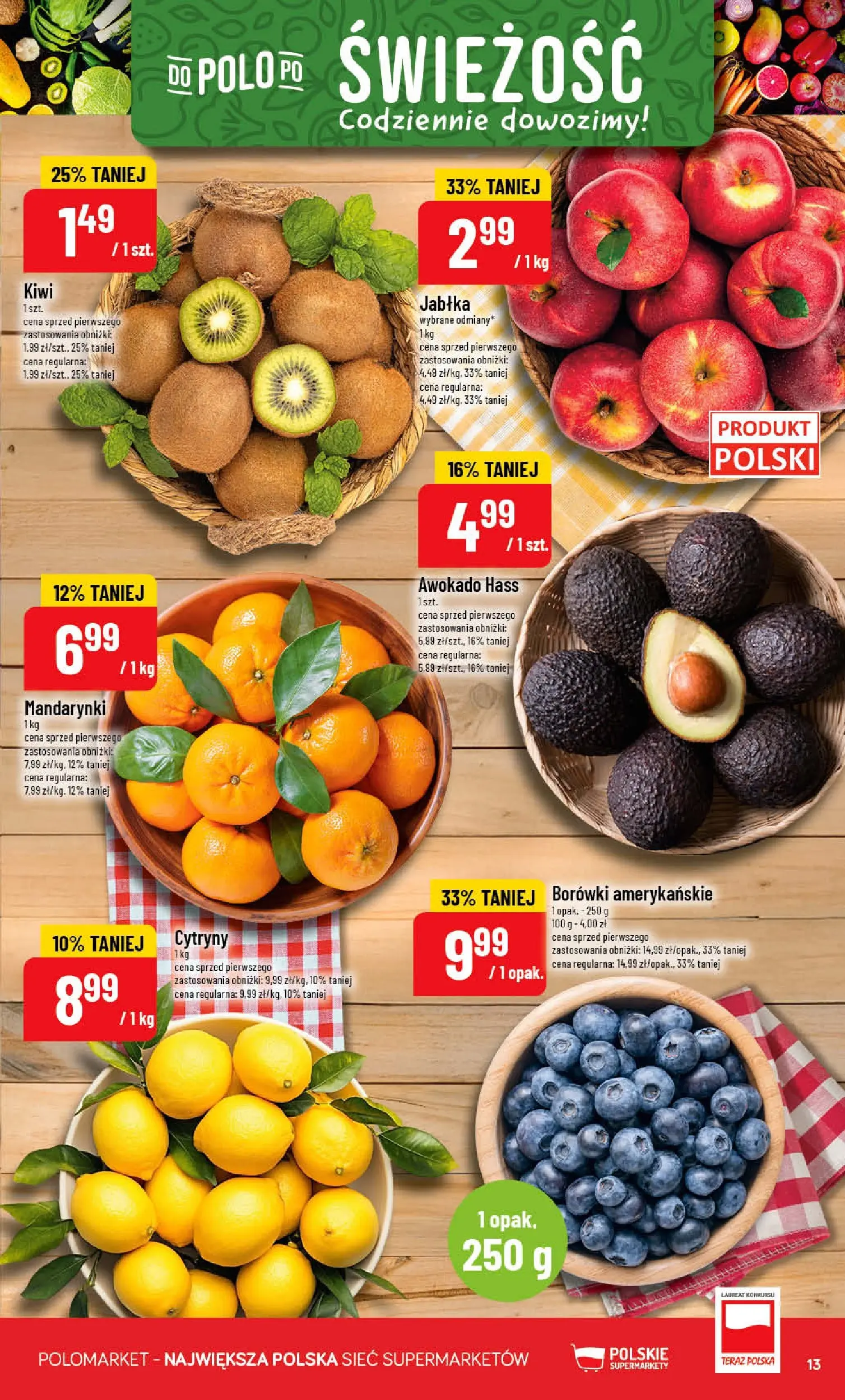 Nowa POLOmarket gazetka od jutra 28.01.2026 (PDF) | Strona: 13 | Produkty: Cytryny, Jabłka, Kiwi, Awokado
