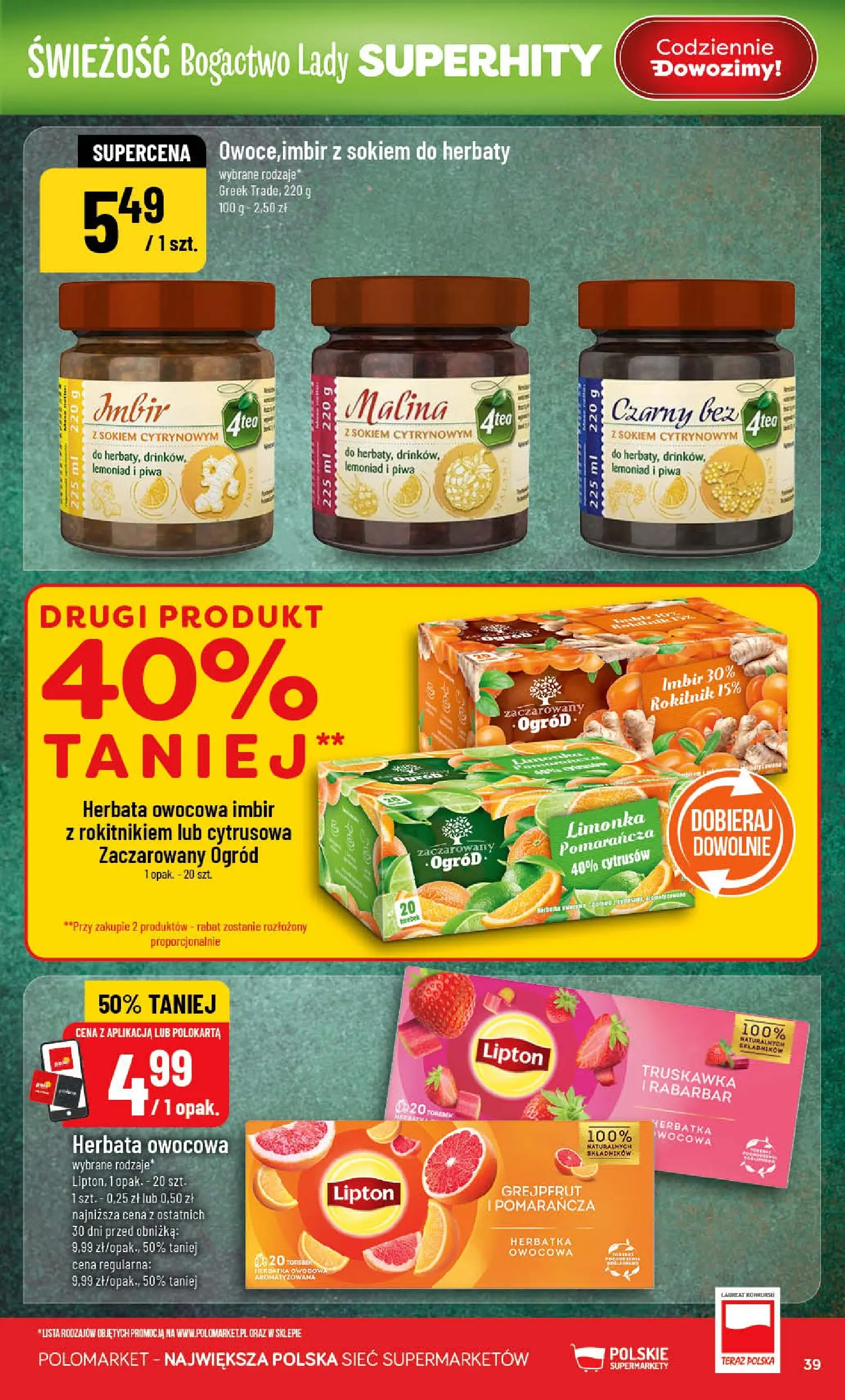 Nowa POLOmarket gazetka od jutra 28.01.2026 (PDF) | Strona: 39 | Produkty: Limonka, Imbir, Herbata, Grejpfrut