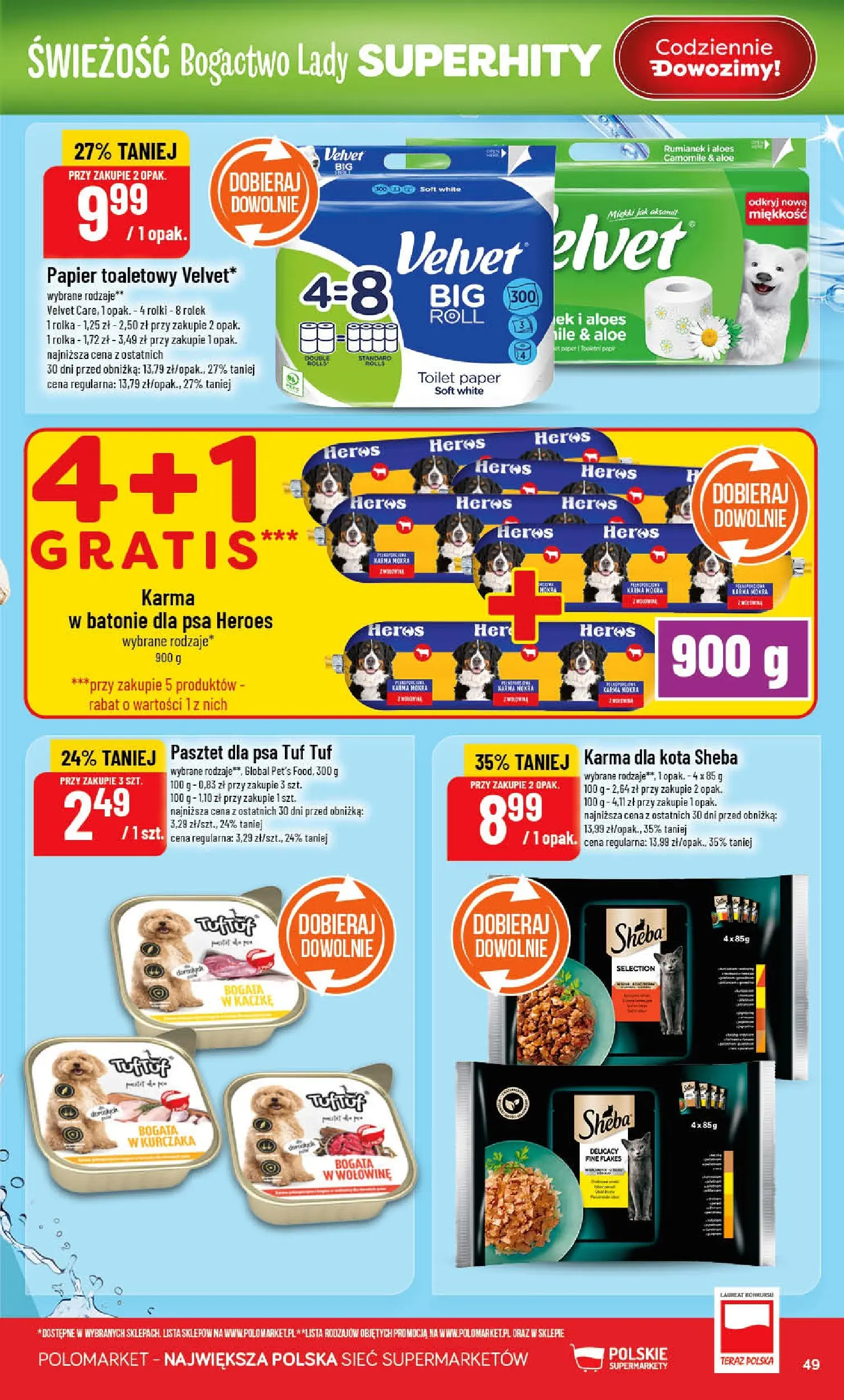 Nowa POLOmarket gazetka od jutra 28.01.2026 (PDF) | Strona: 49 | Produkty: Papier toaletowy, Rolki, Aloes, Karma dla kota
