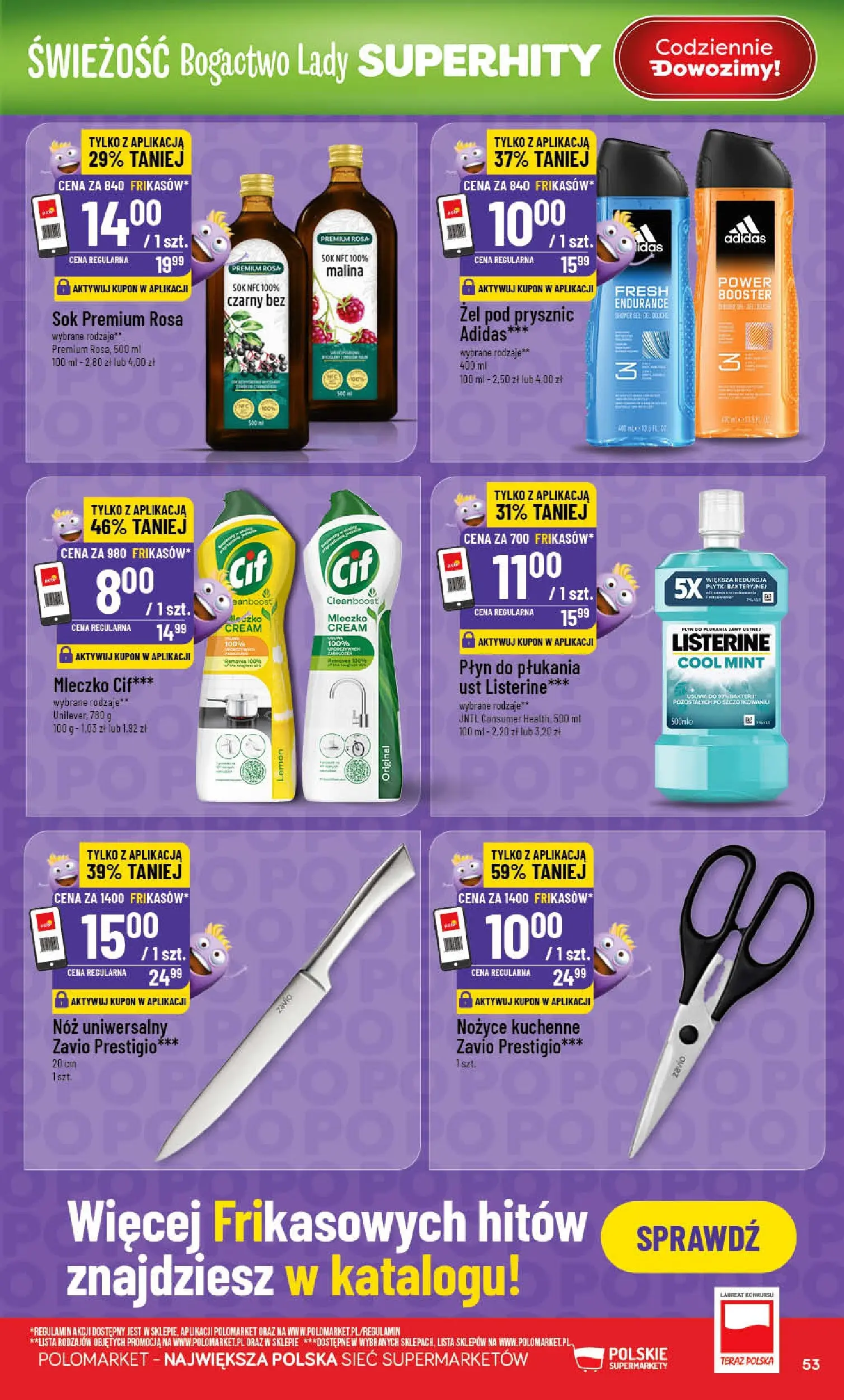 Nowa POLOmarket gazetka od jutra 28.01.2026 (PDF) | Strona: 53 | Produkty: Malina, Prysznic, Sok, Żel pod prysznic