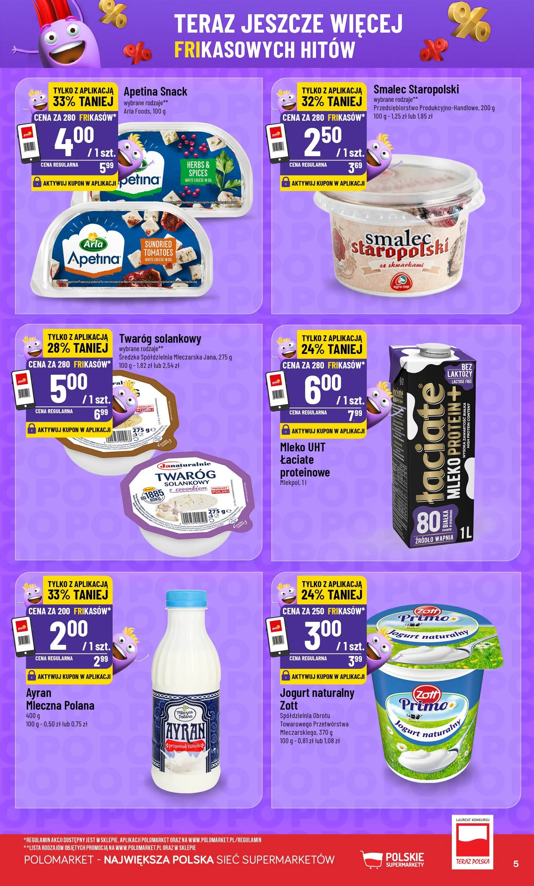 Nowa POLOmarket gazetka od jutra 28.01.2026 (PDF) | Strona: 5 | Produkty: Jogurt naturalny, Mleko, Jogurt, Twaróg