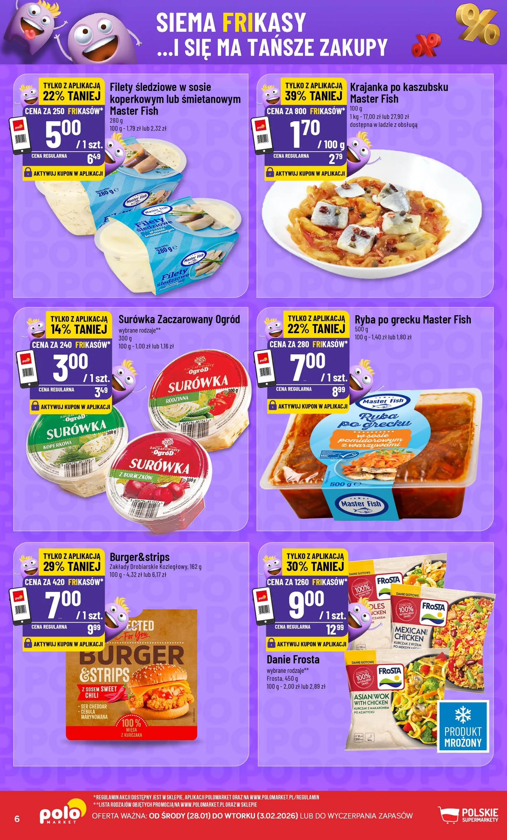 Nowa POLOmarket gazetka od jutra 28.01.2026 (PDF) | Strona: 6 | Produkty: Kurczak, Ryba po grecku, Ryba, Ser cheddar