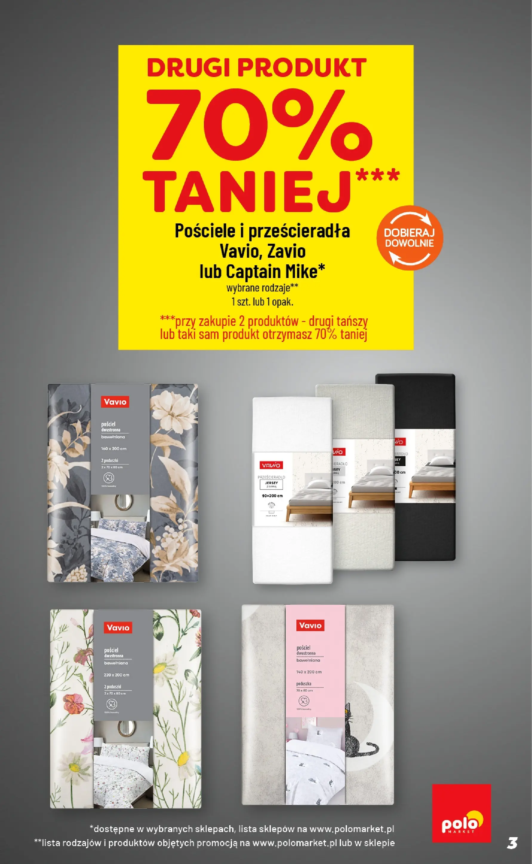 Nowa POLOmarket gazetka od jutra 28.01.2026 (PDF) | Strona: 3 | Produkty: Pościel, Poduszka