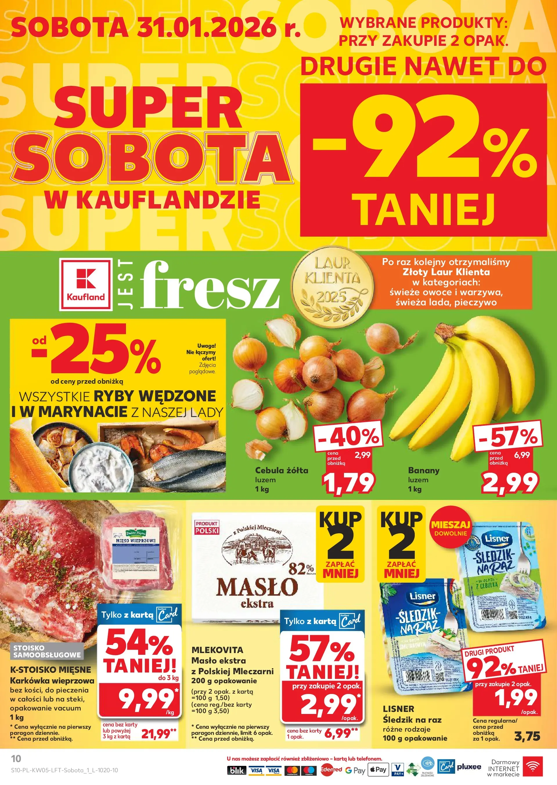 Kaufland gazetka od 29.01.2026 - od jutra PDF | Strona: 10 | Produkty: Pieczywo, Karta, Karkówka wieprzowa, Masło