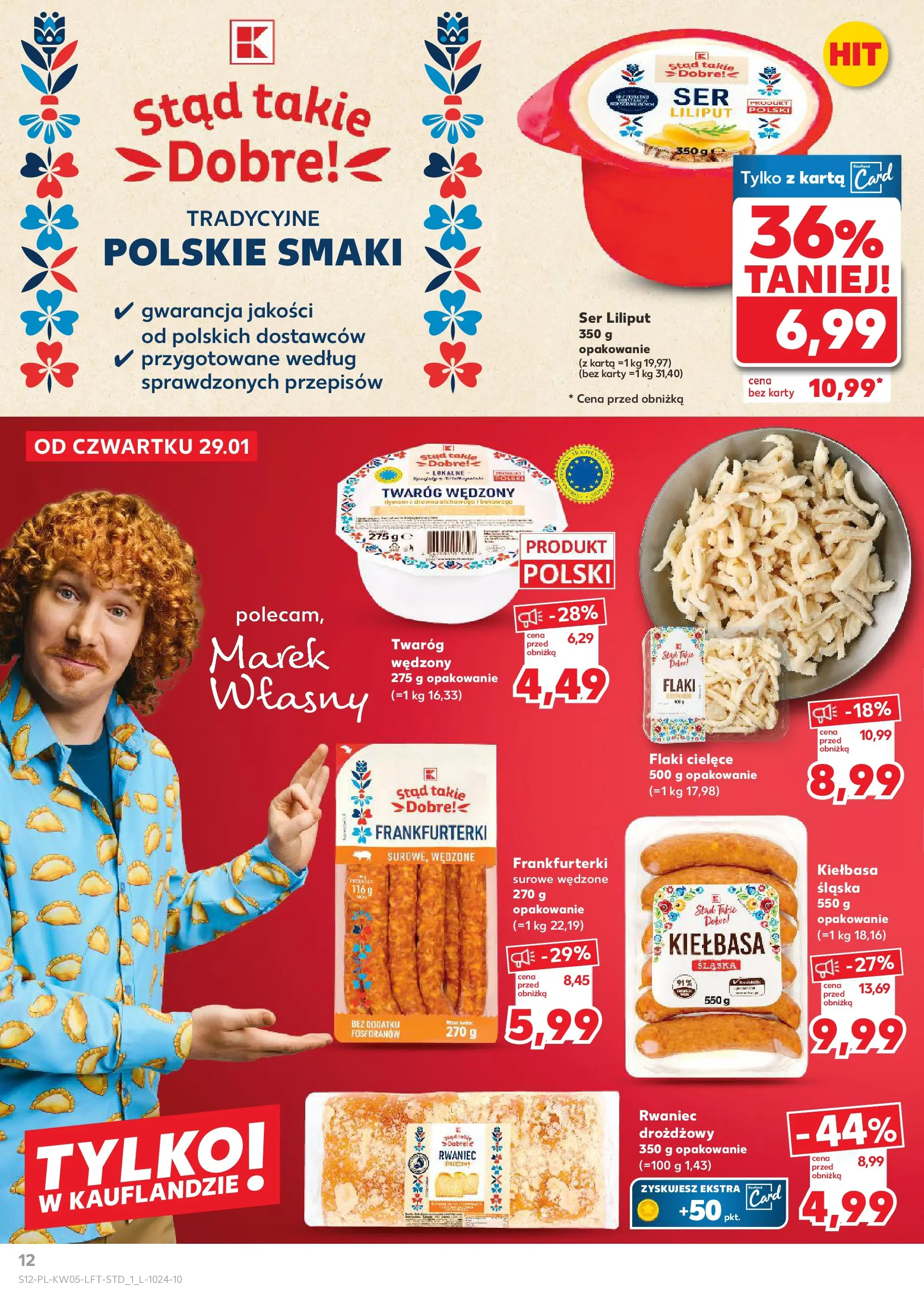 Kaufland gazetka od 29.01.2026 - od jutra PDF | Strona: 12 | Produkty: Kiełbasa, Karta, Frankfurterki, Twaróg