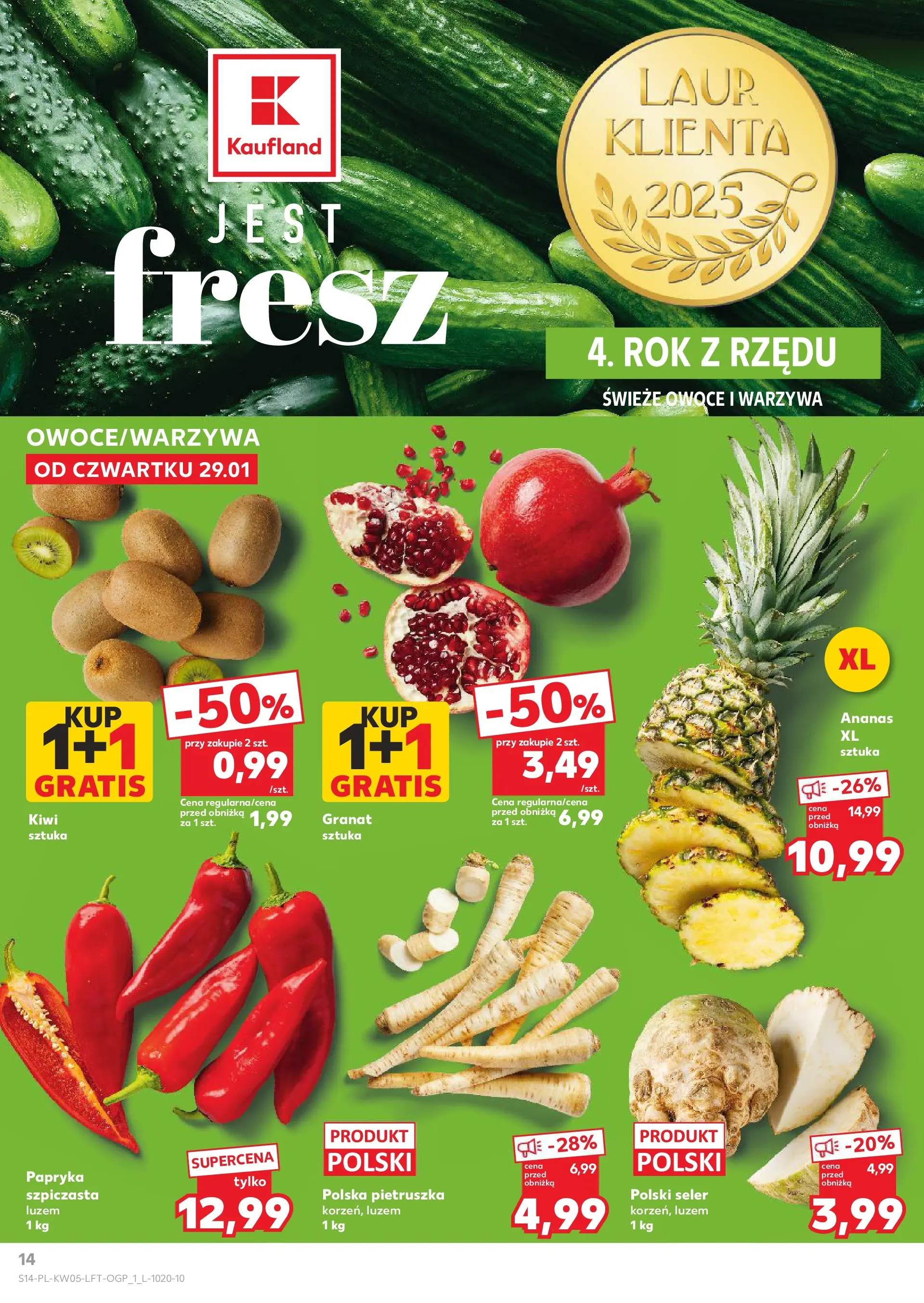 Kaufland gazetka od 29.01.2026 - od jutra PDF | Strona: 14 | Produkty: Pietruszka, Ananas, Warzywa, Owoce