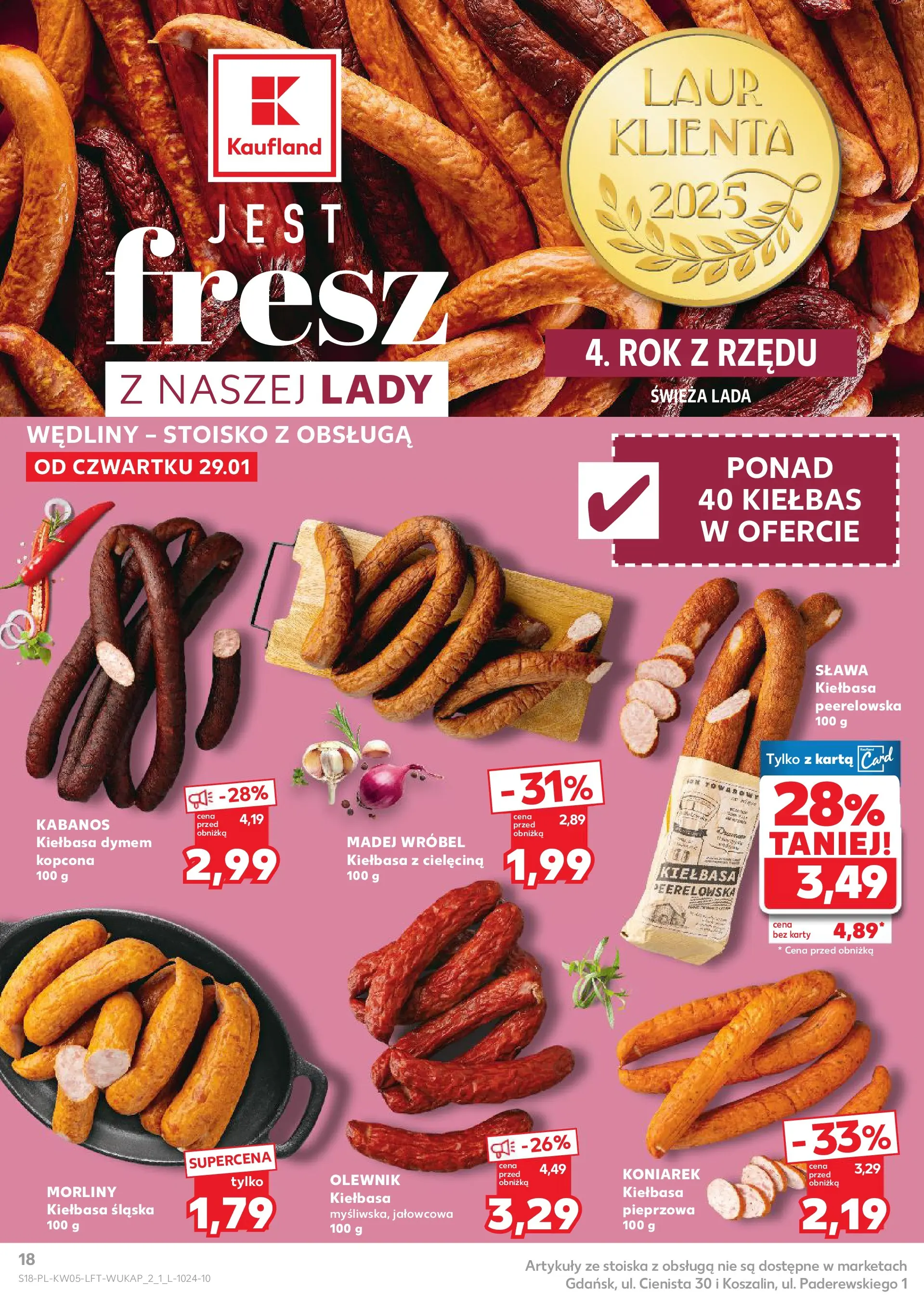 Kaufland gazetka od 29.01.2026 - od jutra PDF | Strona: 18 | Produkty: Kiełbasa, Karta, Kiełbasa śląska, Wędliny