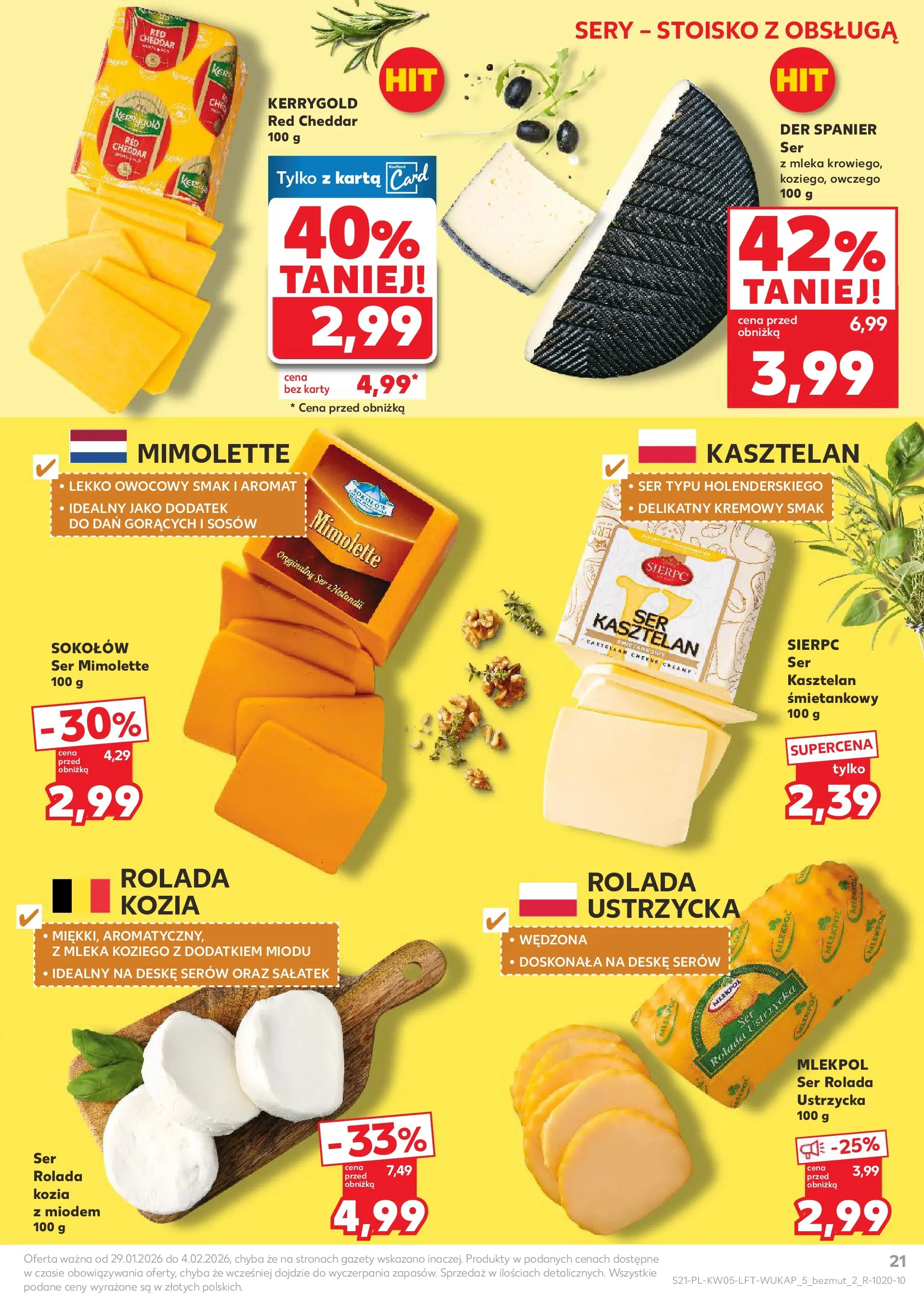 Kaufland gazetka od 29.01.2026 - od jutra PDF | Strona: 21 | Produkty: Karta, Ser mimolette, Mleka, Cheddar