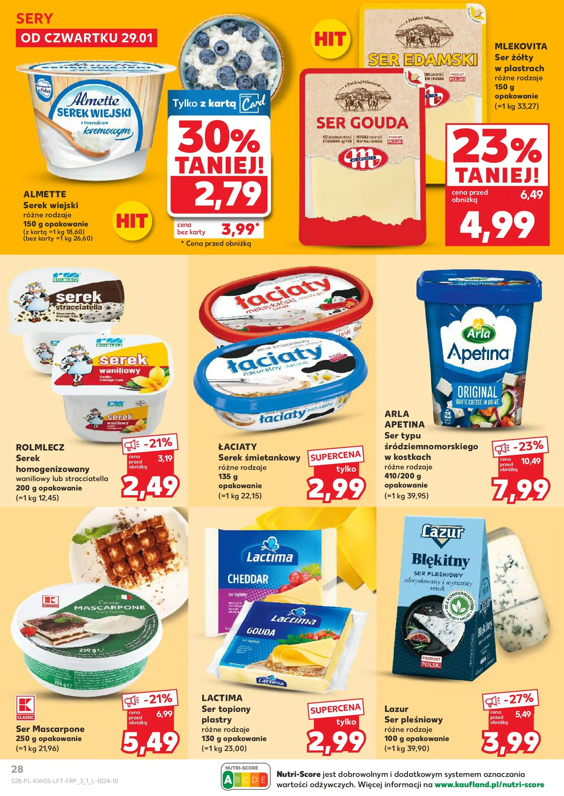 Kaufland gazetka od 29.01.2026 - od jutra PDF | Strona: 28 | Produkty: Ser topiony, Serek, Ser edamski, Ser gouda