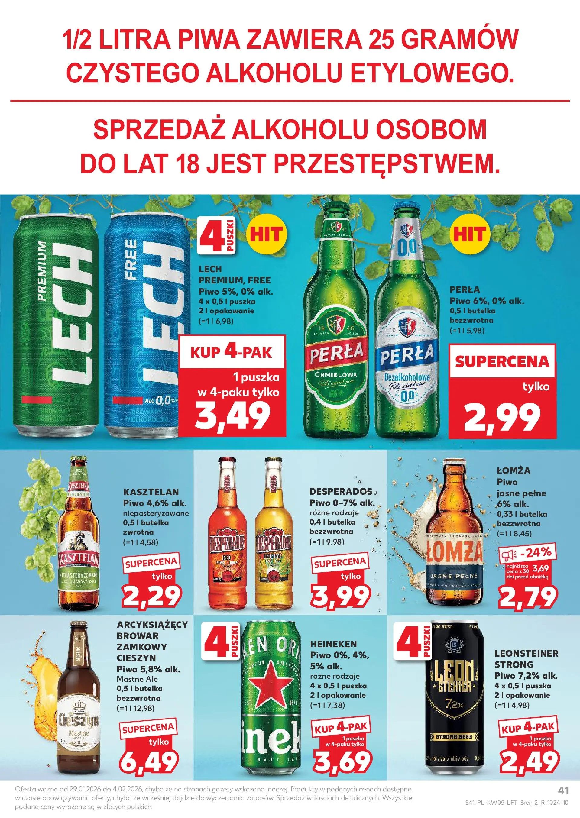 Kaufland gazetka od 29.01.2026 - od jutra PDF | Strona: 41 | Produkty: Piwo, Heineken