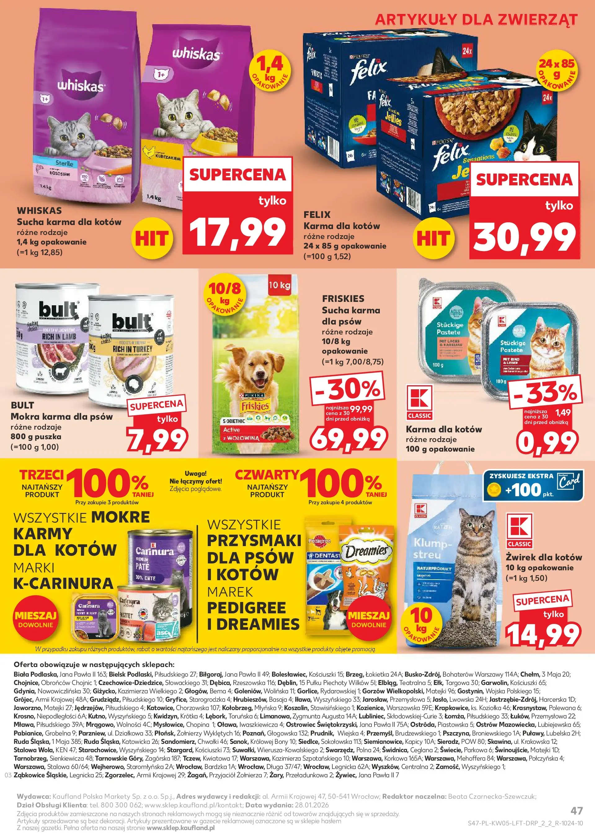 Kaufland gazetka od 29.01.2026 - od jutra PDF | Strona: 47 | Produkty: Pedigree, Karma dla kotów, Wołowina, Karma dla psów