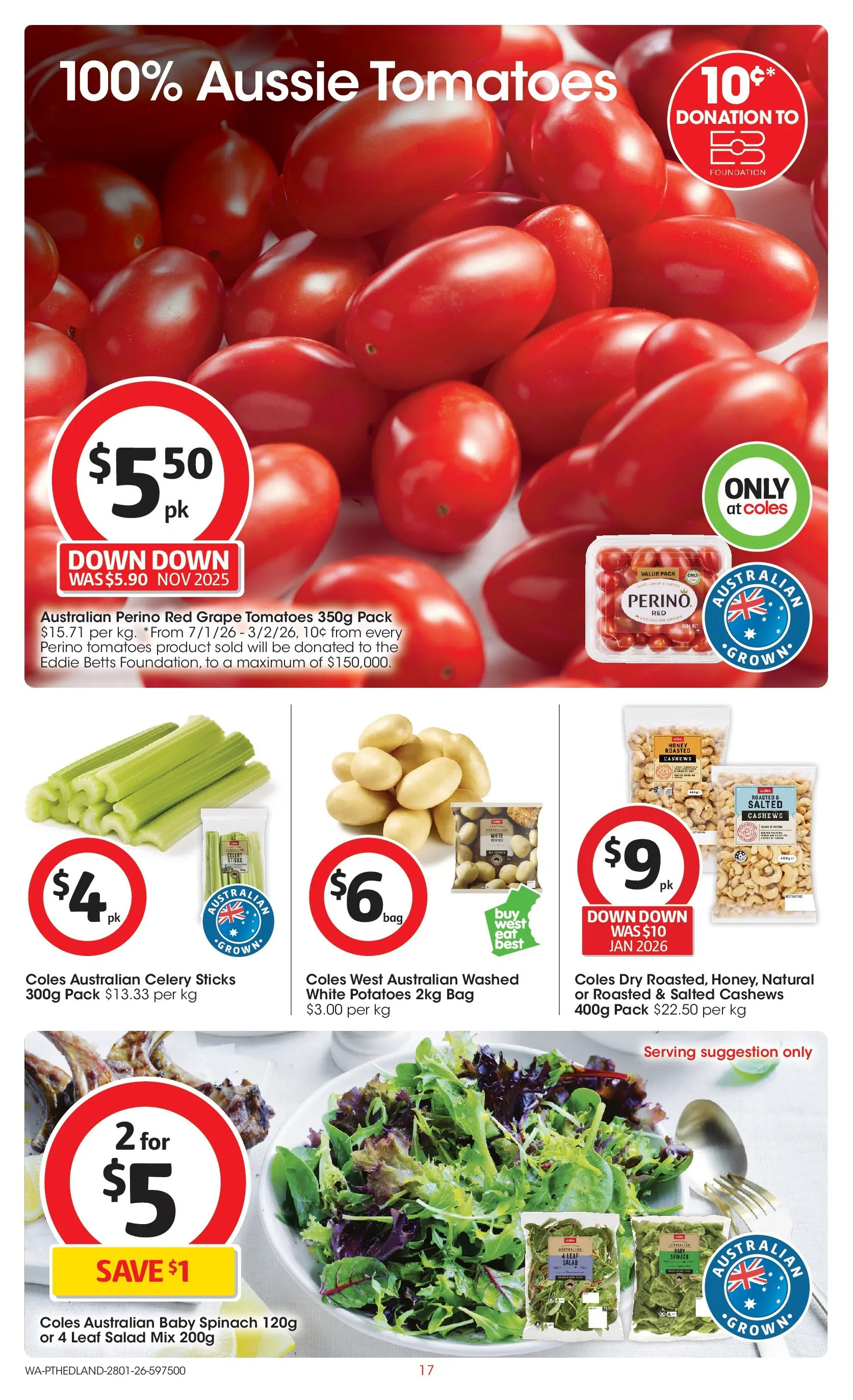 ﻿Coles catalogue valid from 25/01/2026 > Online Australia | Page: 17 | Products: Tomatoes, Salad, Potatoes, Bag