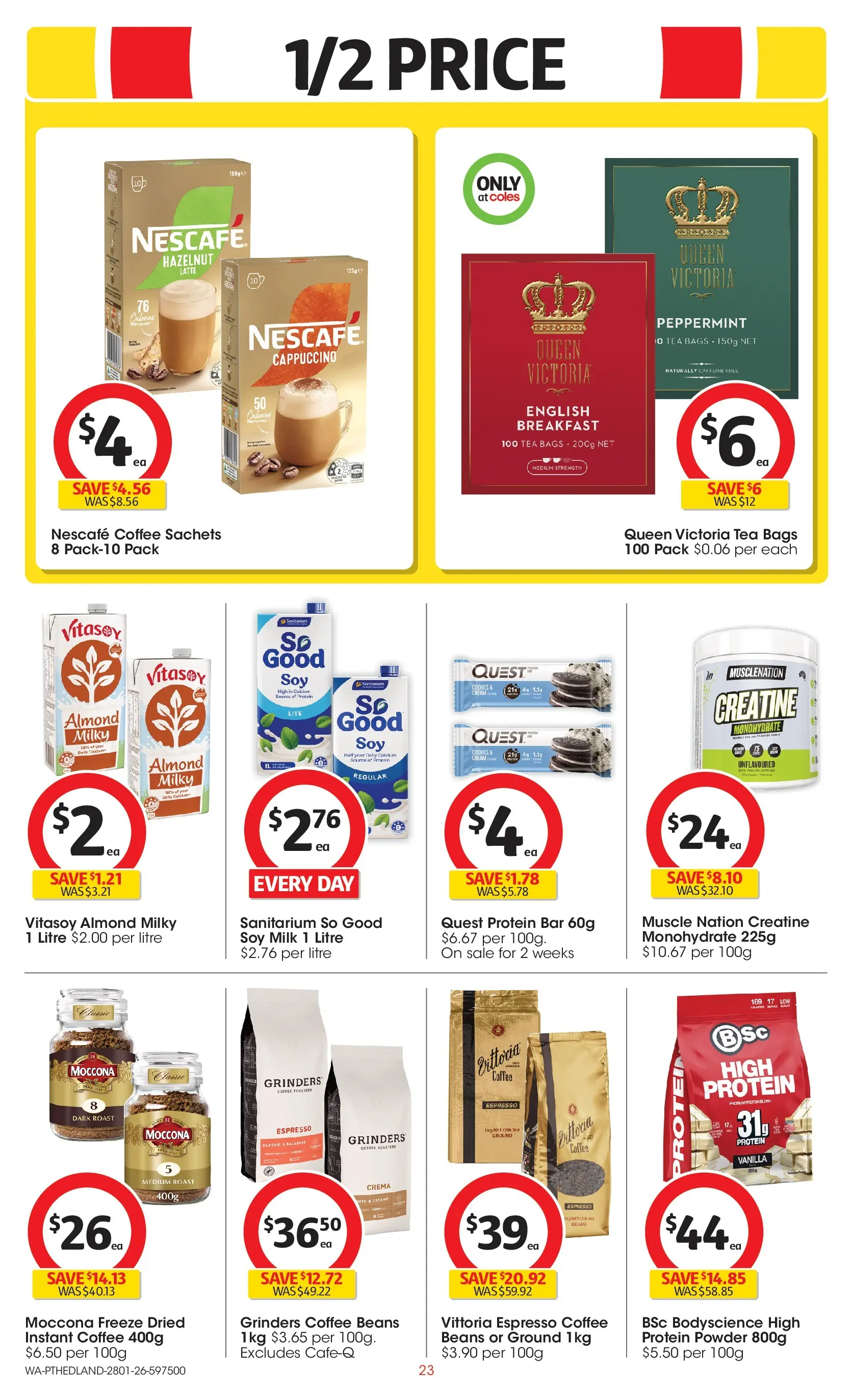 ﻿Coles catalogue valid from 25/01/2026 > Online Australia | Page: 23 | Products: Milk, Tea, Cream, Nescafe