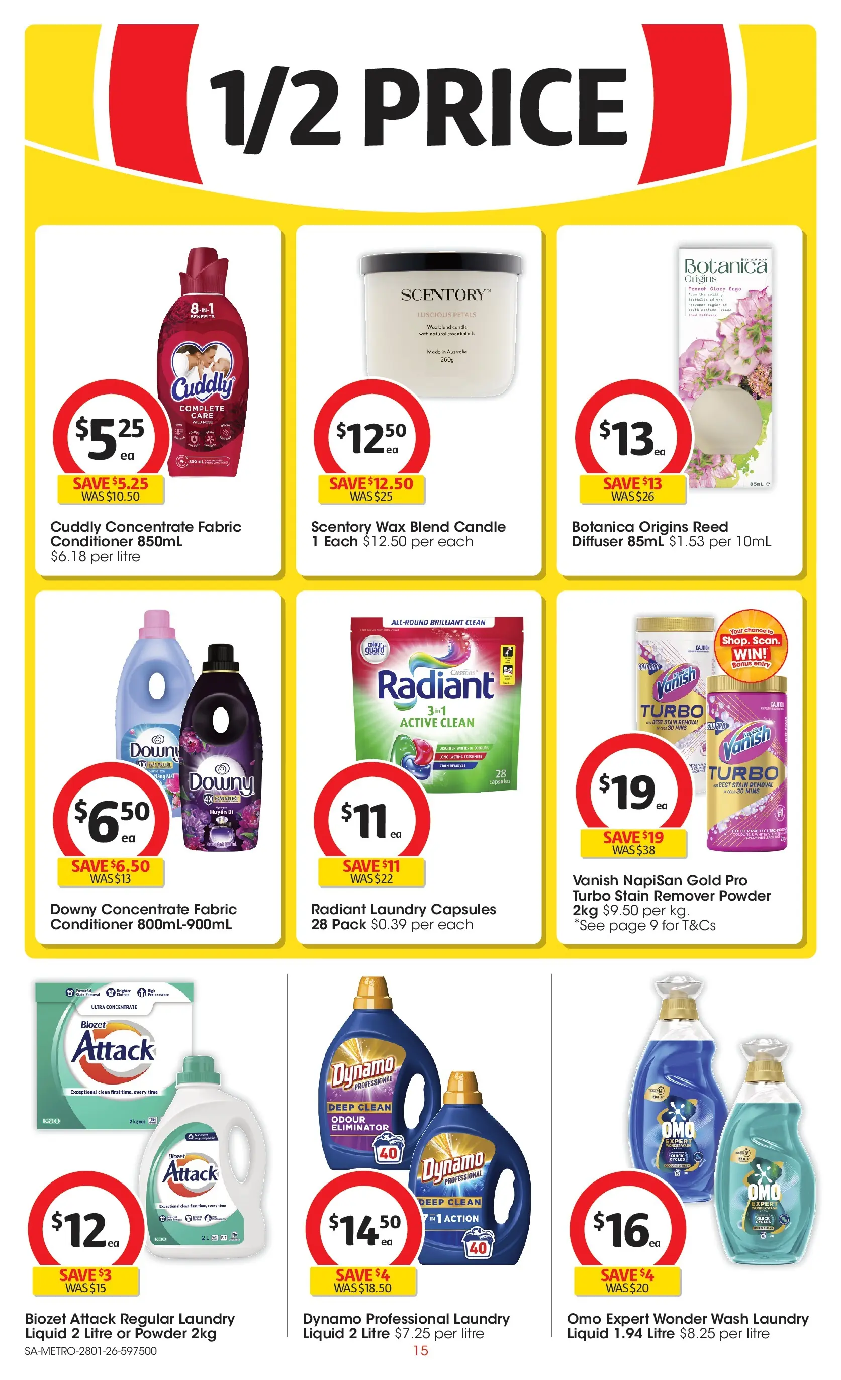 ﻿Coles catalogue valid from 28/01/2026 > Online Australia | Page: 15 | Products: Powder, Stain remover, Candle, Laundry