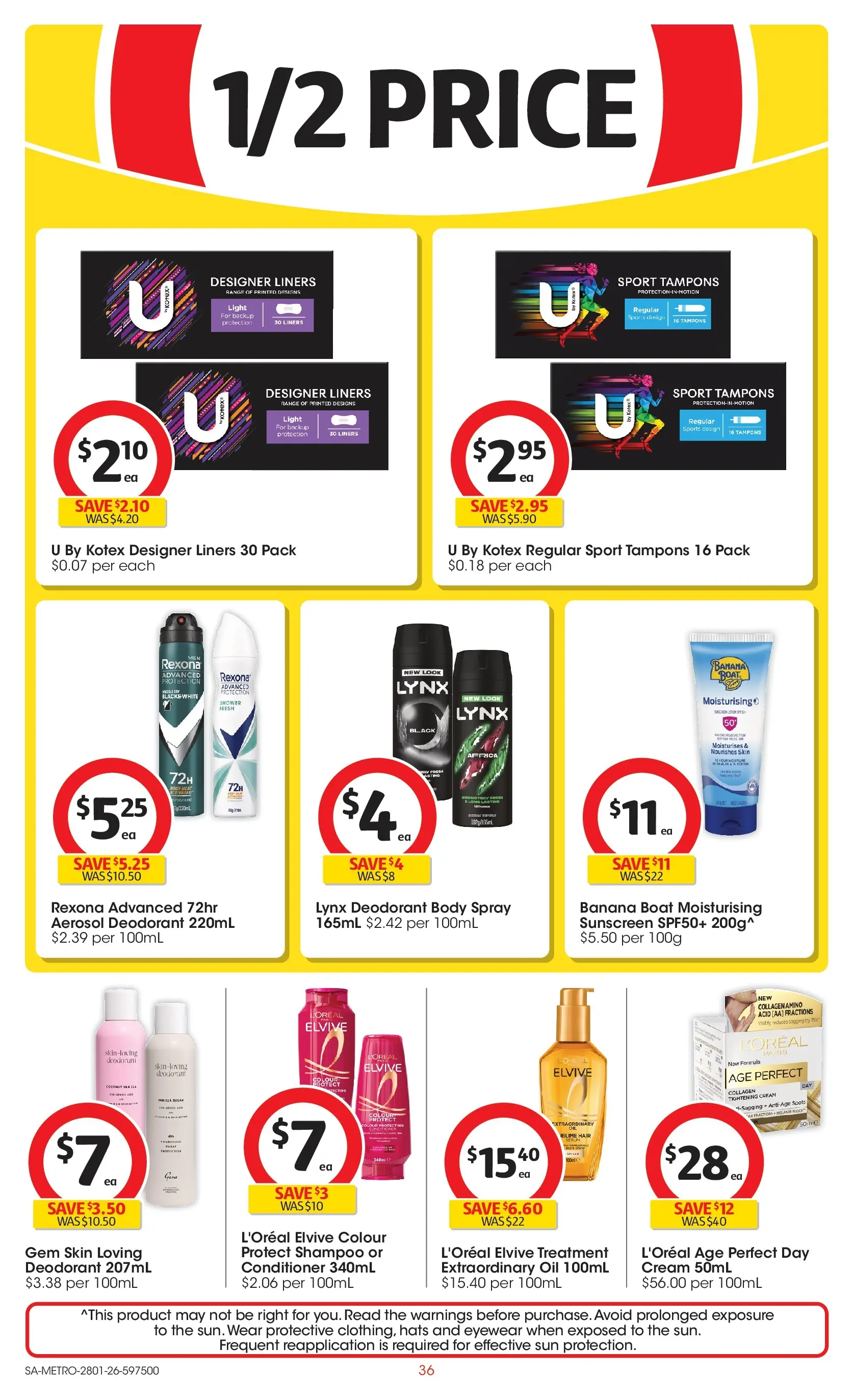 ﻿Coles catalogue valid from 28/01/2026 > Online Australia | Page: 36 | Products: Cream, Hair serum, Treatment, Tampons