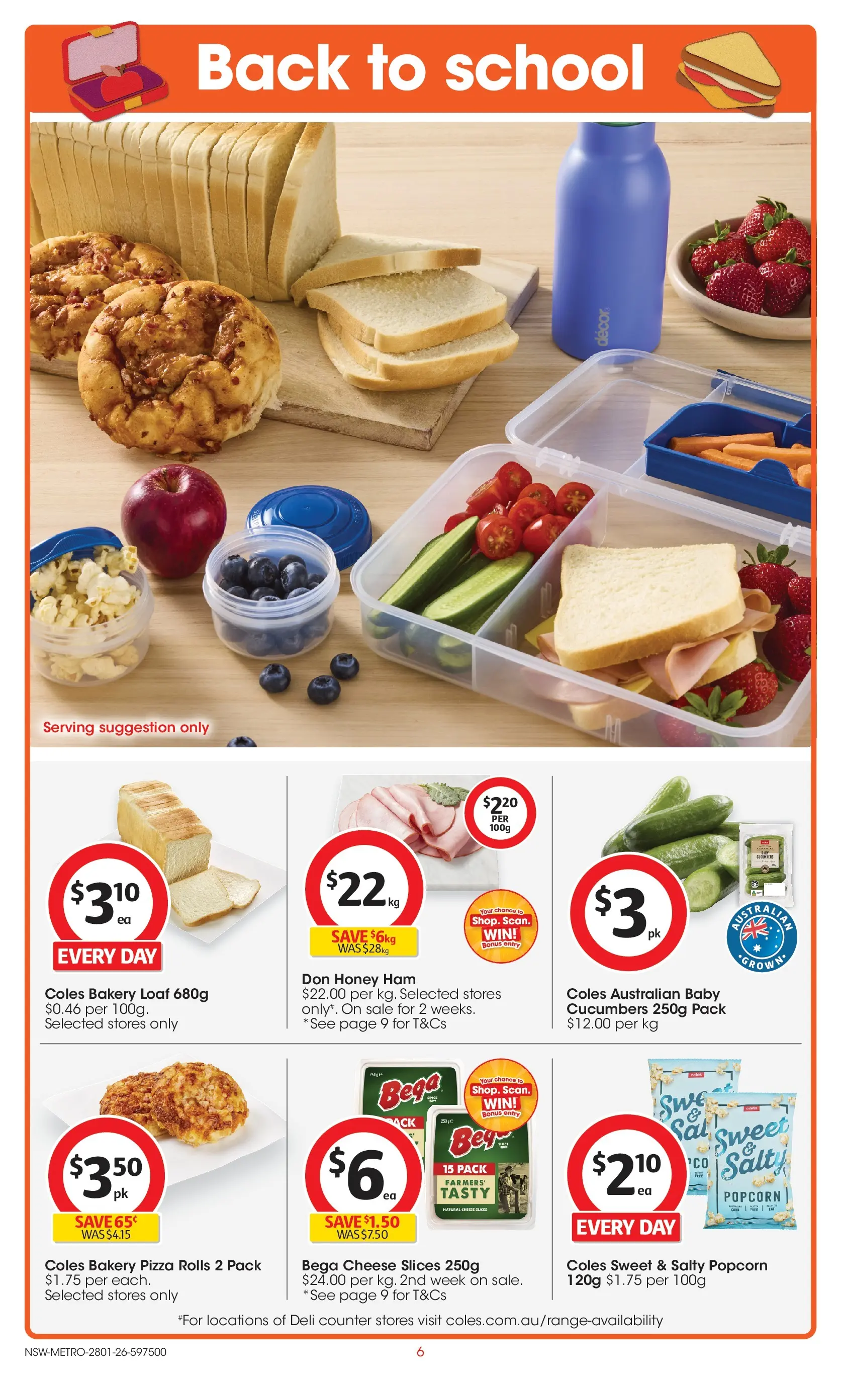 ﻿Coles catalogue valid from 25/01/2026 > Online Australia | Page: 6 | Products: Decor, Ham, Cucumbers, Bakery