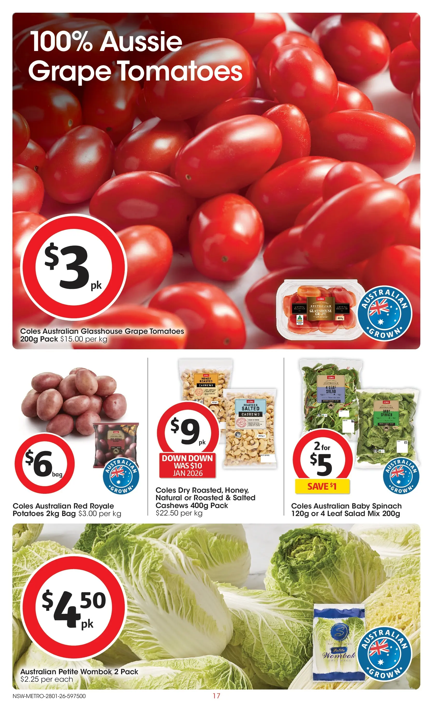 ﻿Coles catalogue valid from 25/01/2026 > Online Australia | Page: 17 | Products: Honey, Tomatoes, Spinach, Bag