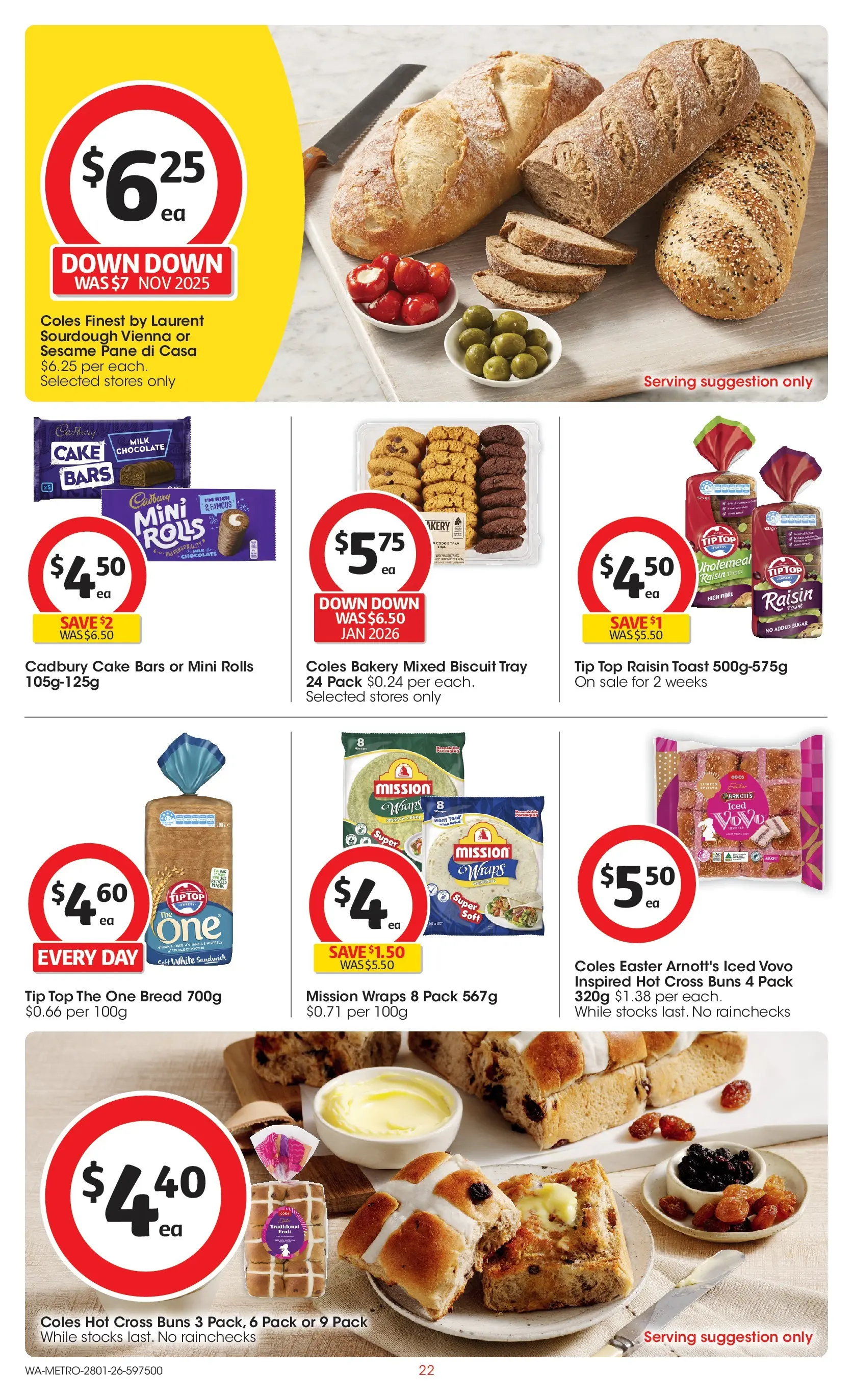 ﻿Coles catalogue valid from 28/01/2026 > Online Australia | Page: 22 | Products: Milk, Bread, Chocolate, Sugar