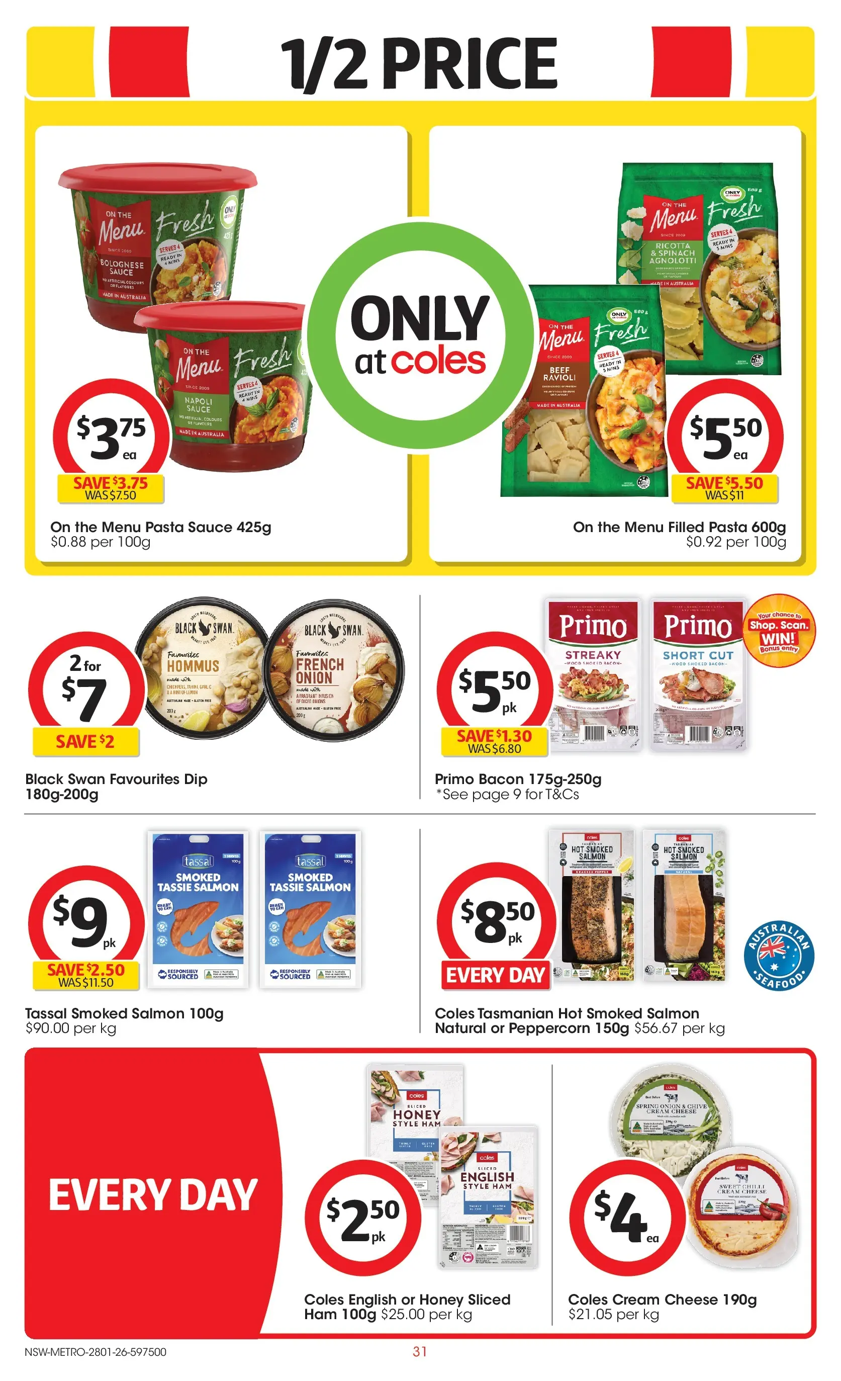 ﻿Coles catalogue valid from 25/01/2026 > Online Australia | Page: 31 | Products: Ham, Beef, Spinach, Salmon