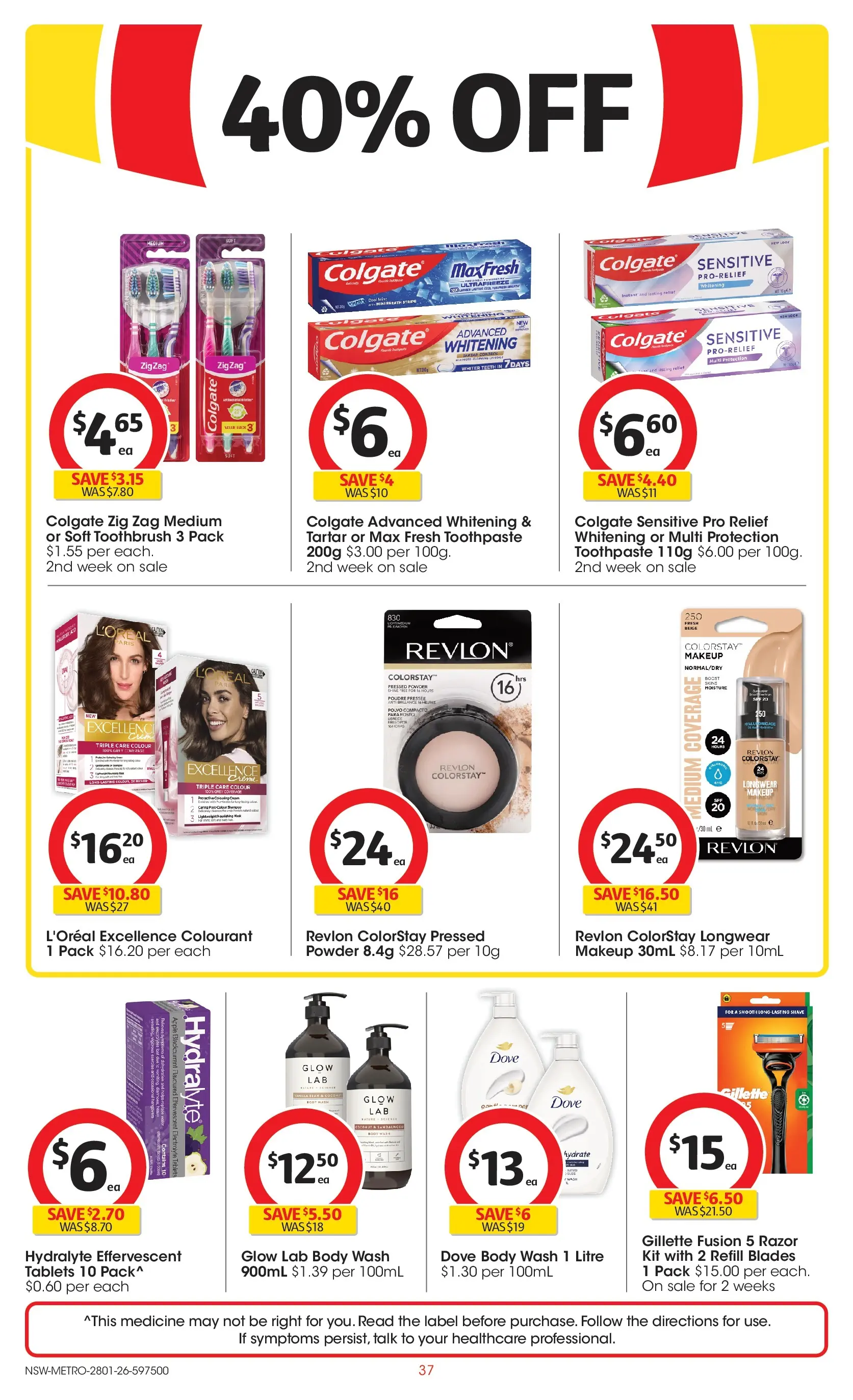 ﻿Coles catalogue valid from 25/01/2026 > Online Australia | Page: 37 | Products: Toothpaste, Razor, Water, Toothbrush