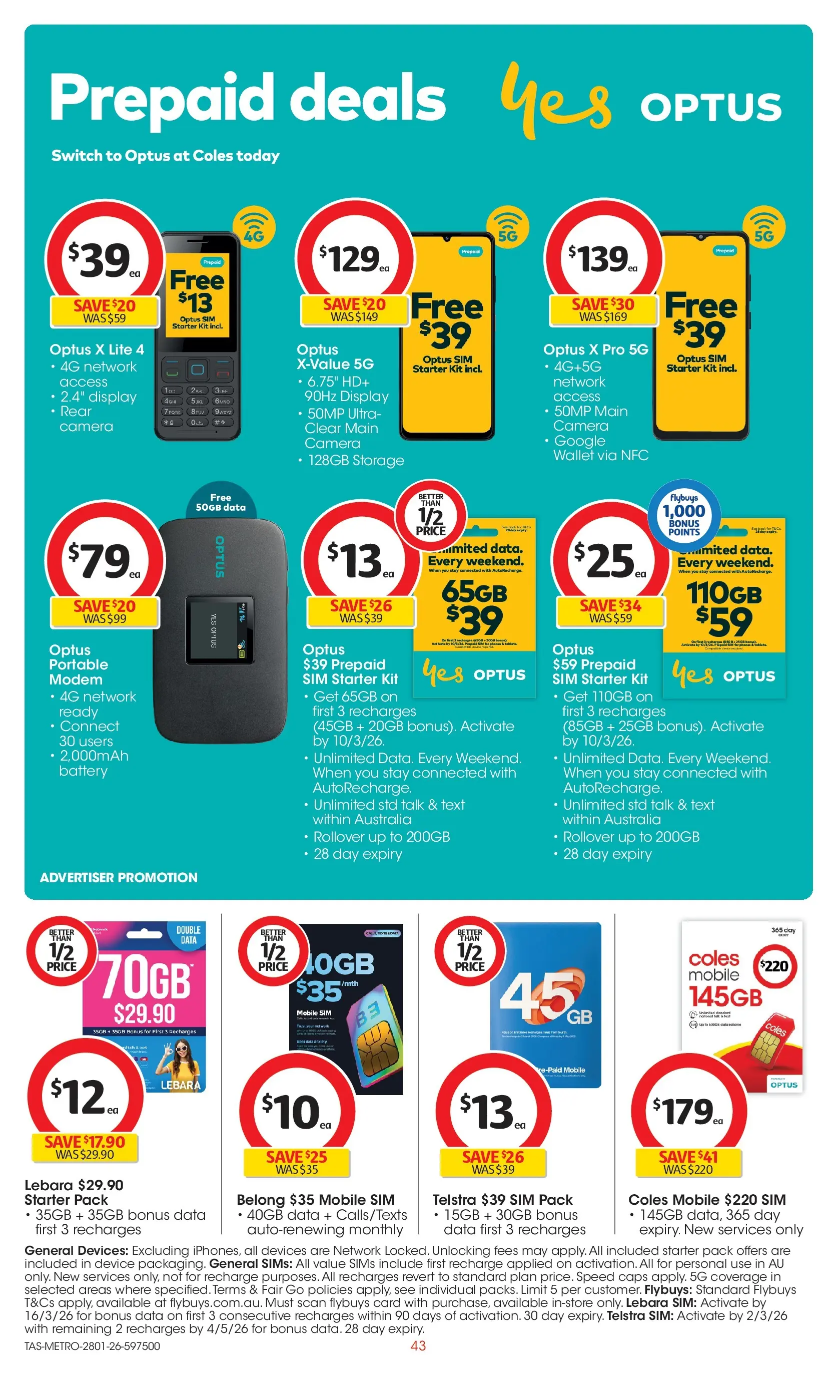 ﻿Coles catalogue valid from 25/01/2026 > Online Australia | Page: 43 | Products: Wallet, Camera, Modem, Mobile