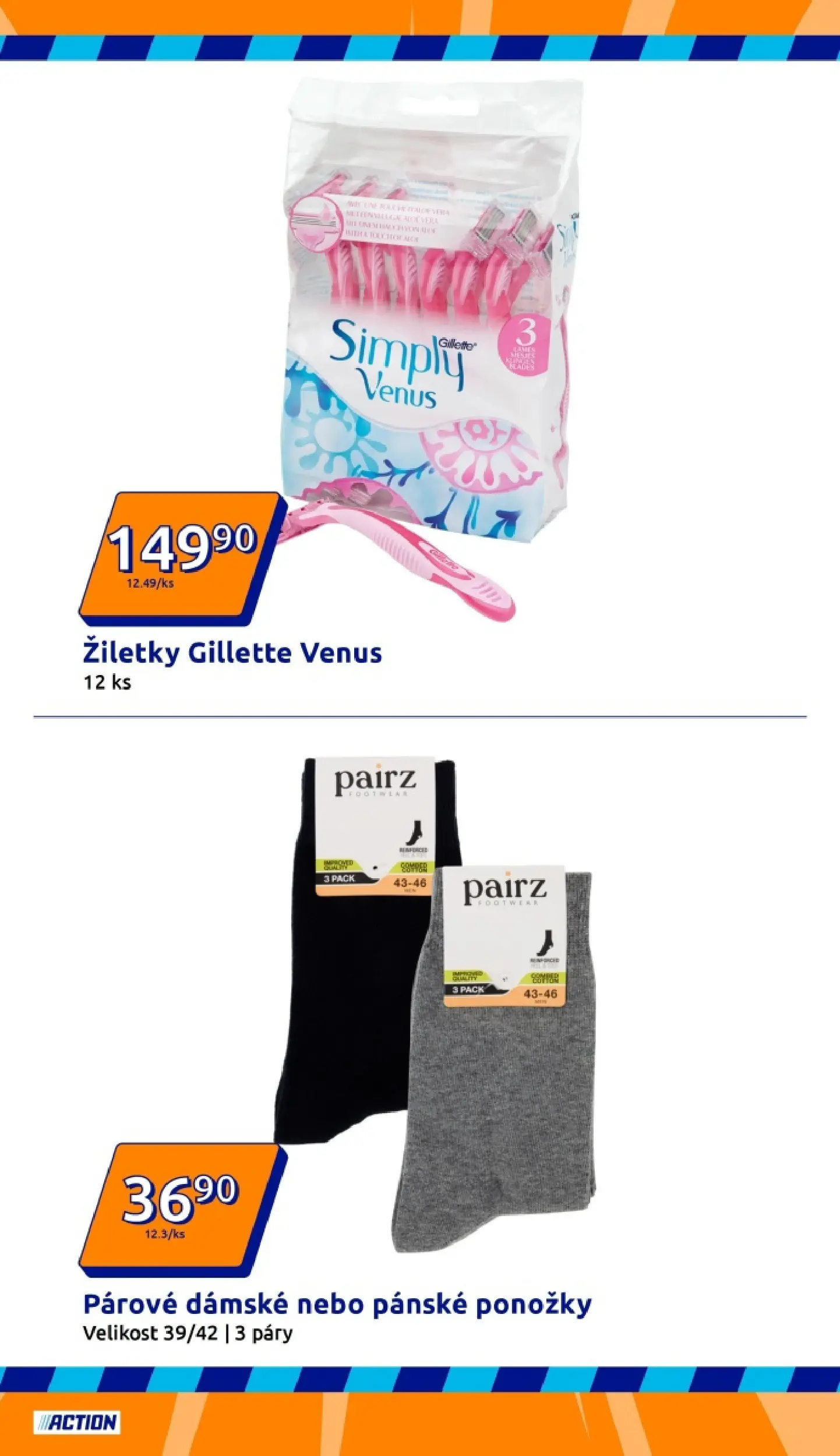 Nabídky - Action leták do 03.02.2026 od 27.01.2026 - akční nabídka | Strana: 2 | Produkty: Ponožky, Žiletky