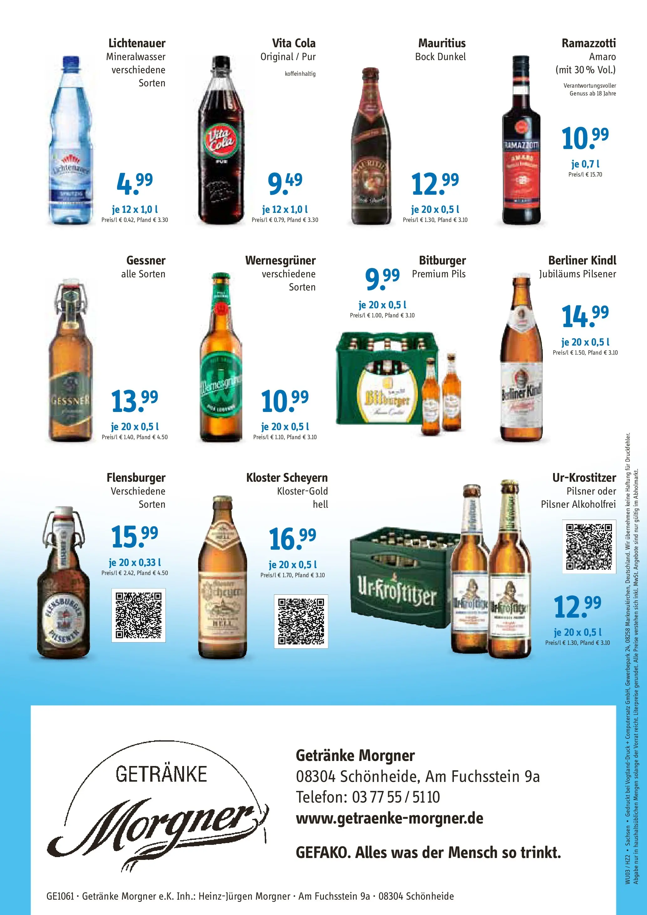 Angebote - Getränke Morgner: Angebote (ab 15.03.2026) zum Blättern | Seite: 2 | Produkte: Bitburger, Mineralwasser, Vita cola, Telefon