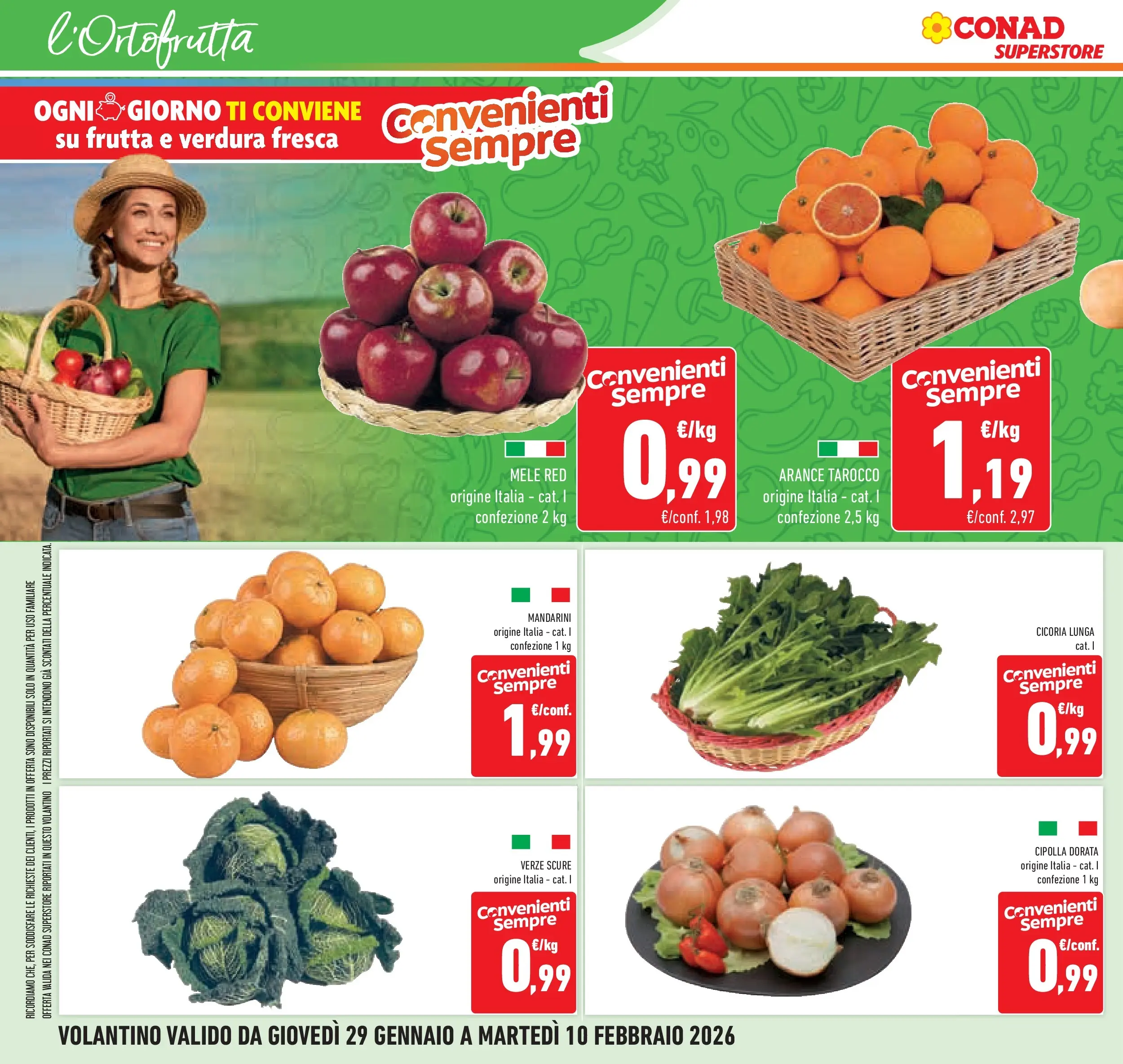 Volantino Conad dal 29/01/2026 > Anteprima | Pagina: 10 | Prodotti: Mele, Arance, Mandarini, Frutta