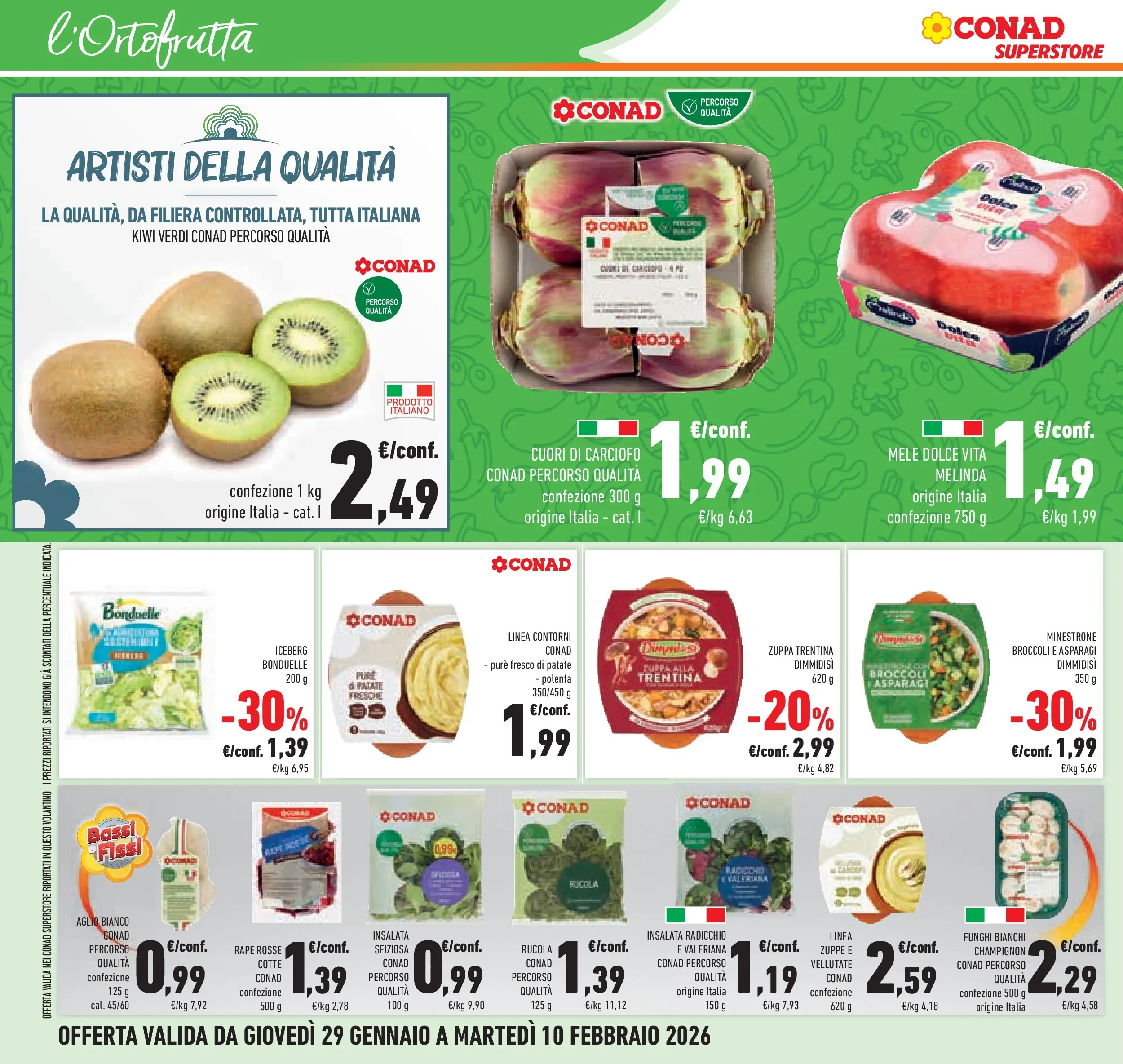 Volantino Conad dal 29/01/2026 > Anteprima | Pagina: 12 | Prodotti: Rucola, Kiwi, Insalata, Funghi
