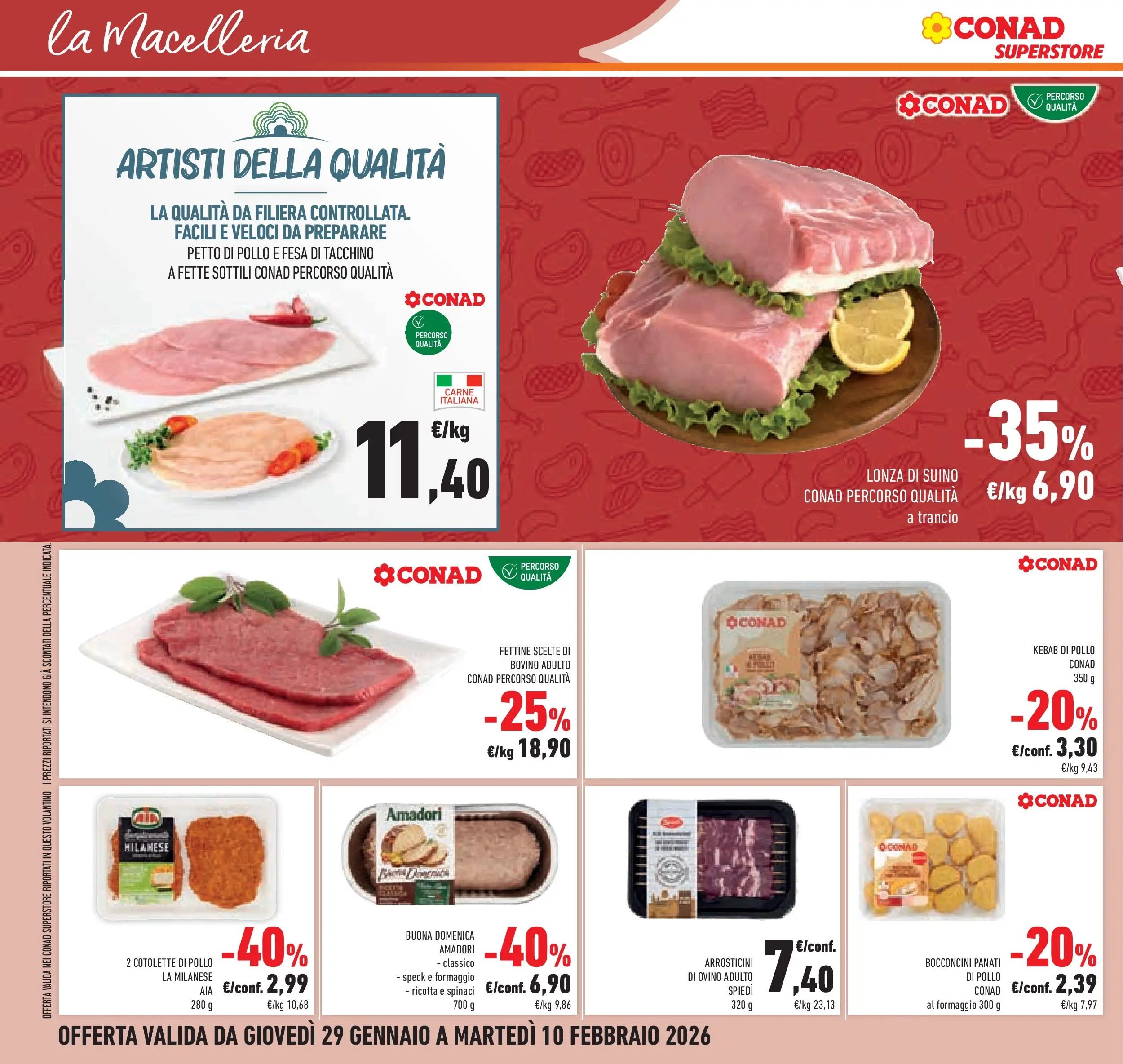 Volantino Conad dal 29/01/2026 > Anteprima | Pagina: 14 | Prodotti: Bovino, Suino, Ricotta, Arrosticini