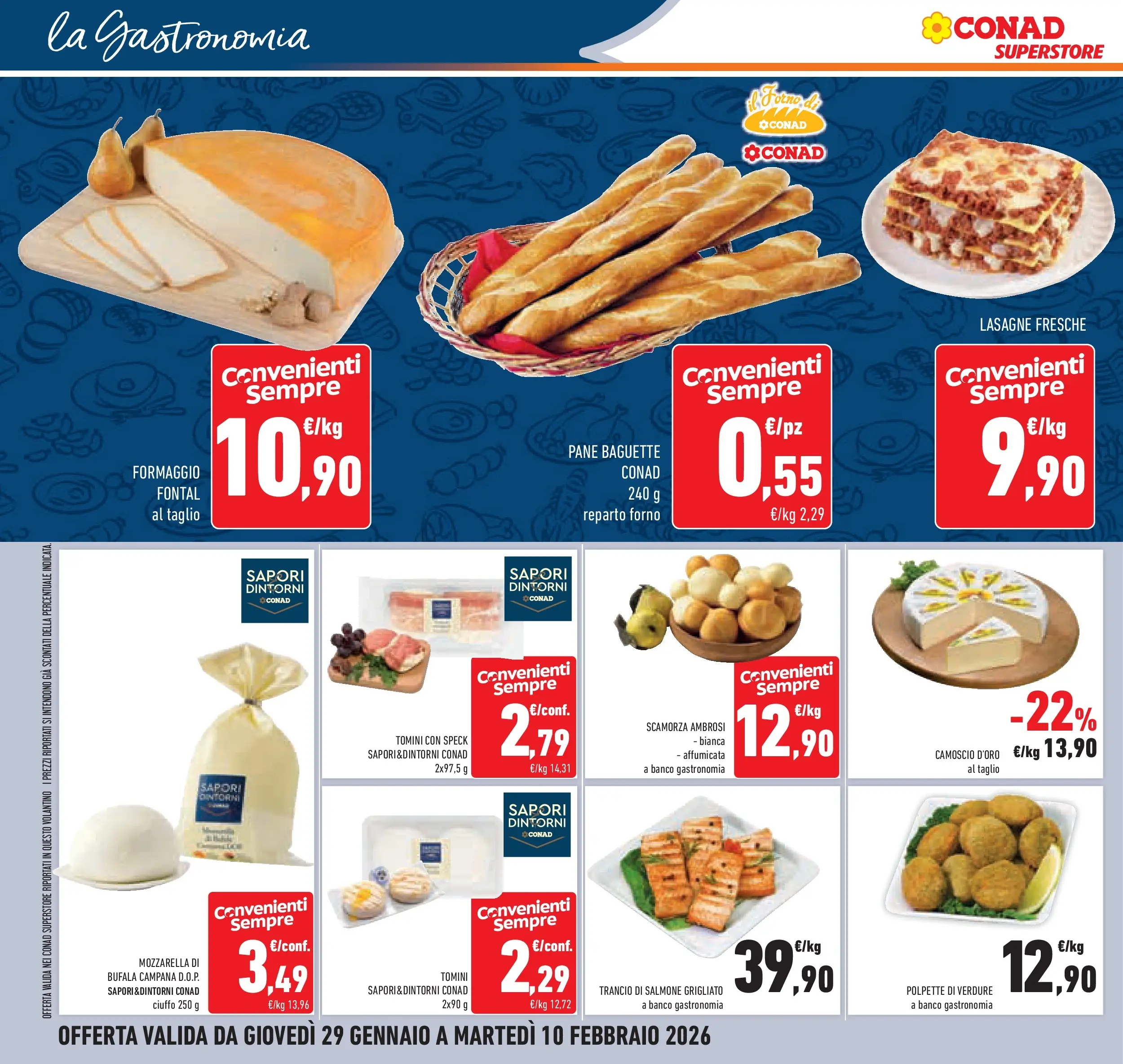 Volantino Conad dal 28/01/2026 > Anteprima | Pagina: 8 | Prodotti: Speck, Mozzarella, Formaggio, Lasagna