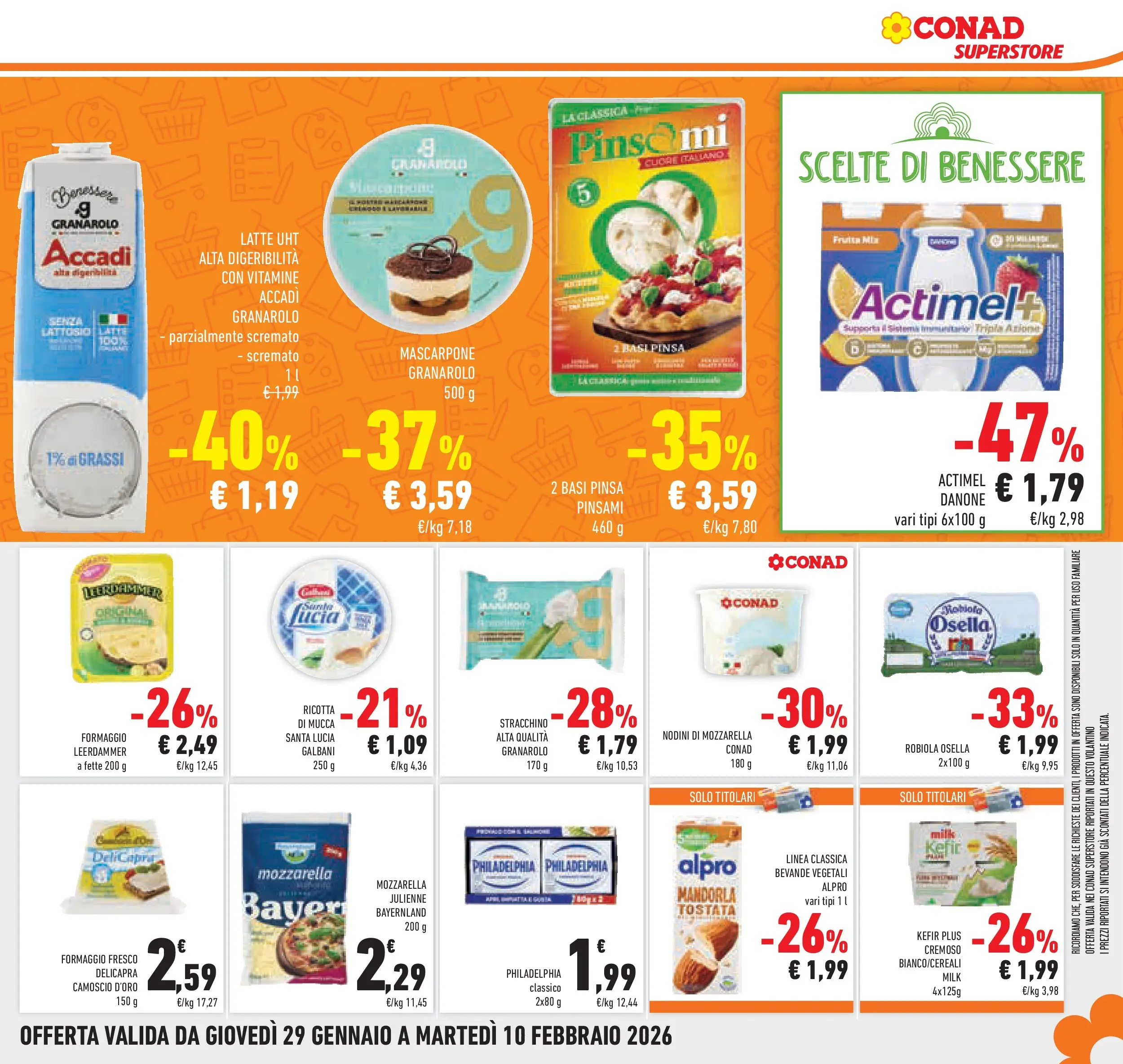 Volantino Conad dal 28/01/2026 > Anteprima | Pagina: 21 | Prodotti: Latte, Formaggio, Latte parzialmente scremato, Robiola