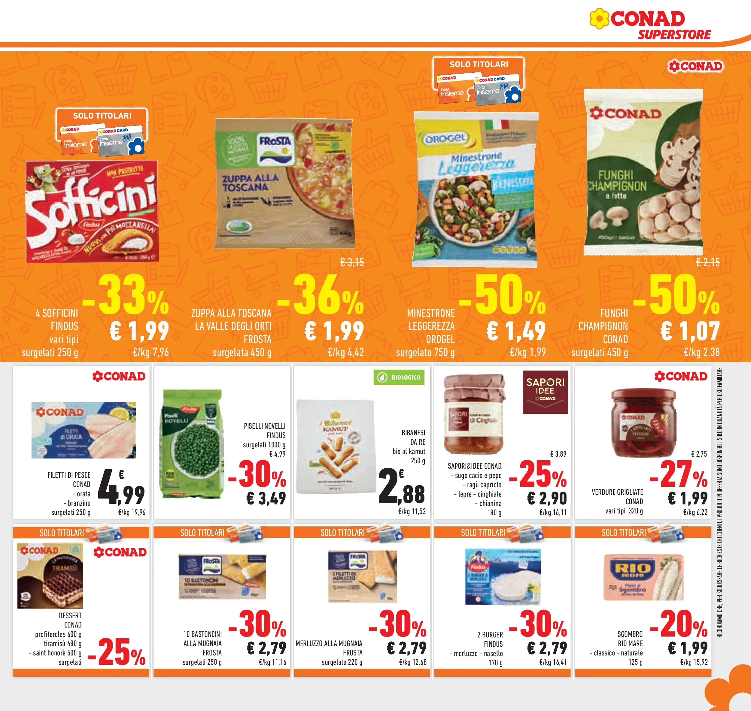Volantino Conad dal 28/01/2026 > Anteprima | Pagina: 23 | Prodotti: Minestrone, Merluzzo, Branzino, Nasello