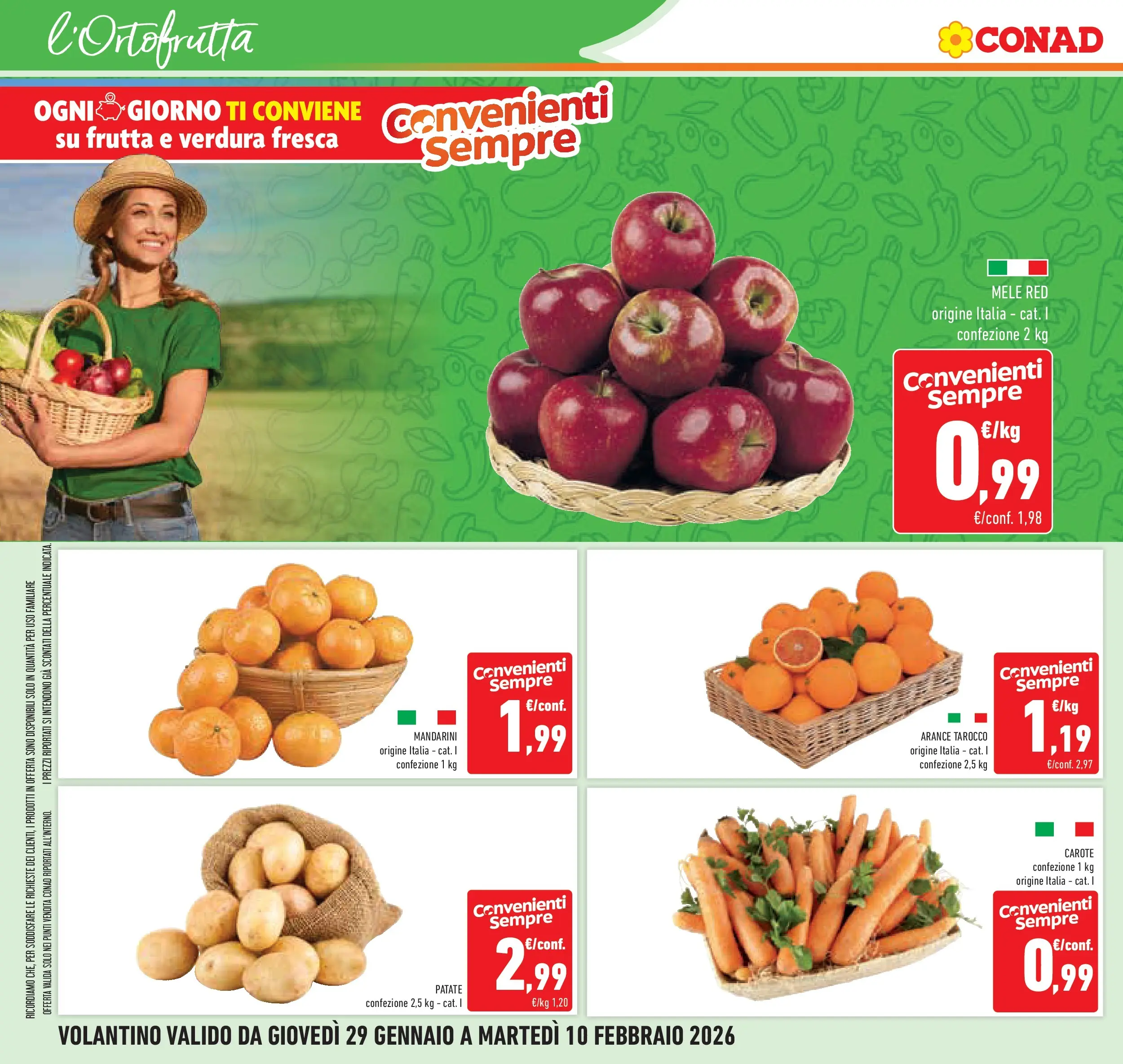 Volantino Conad dal 29/01/2026 > Anteprima | Pagina: 8 | Prodotti: Mele, Arance, Patate, Frutta