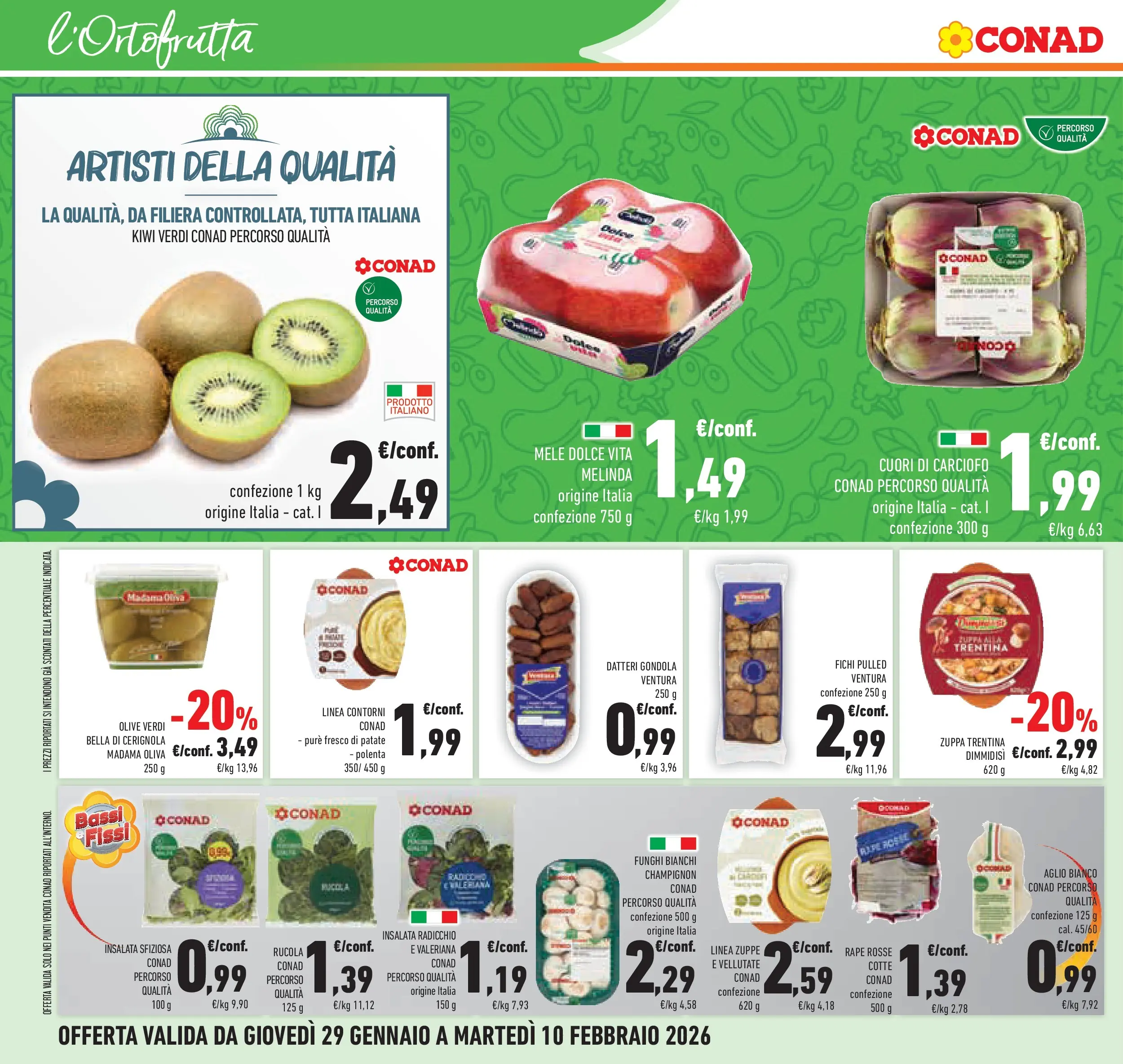 Volantino Conad dal 29/01/2026 > Anteprima | Pagina: 10 | Prodotti: Valeriana, Kiwi, Patate, Olive