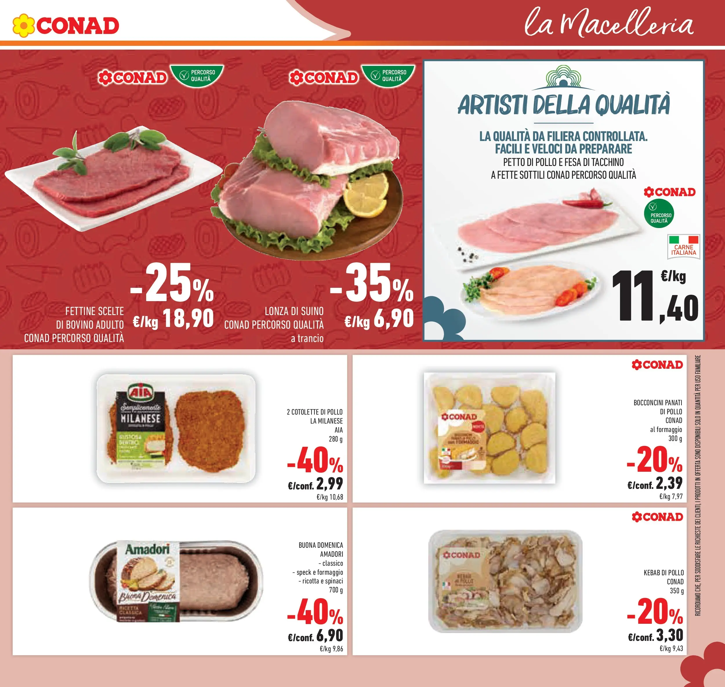 Volantino Conad dal 29/01/2026 > Anteprima | Pagina: 11 | Prodotti: Bovino, Petto di Pollo, Suino, Ricotta