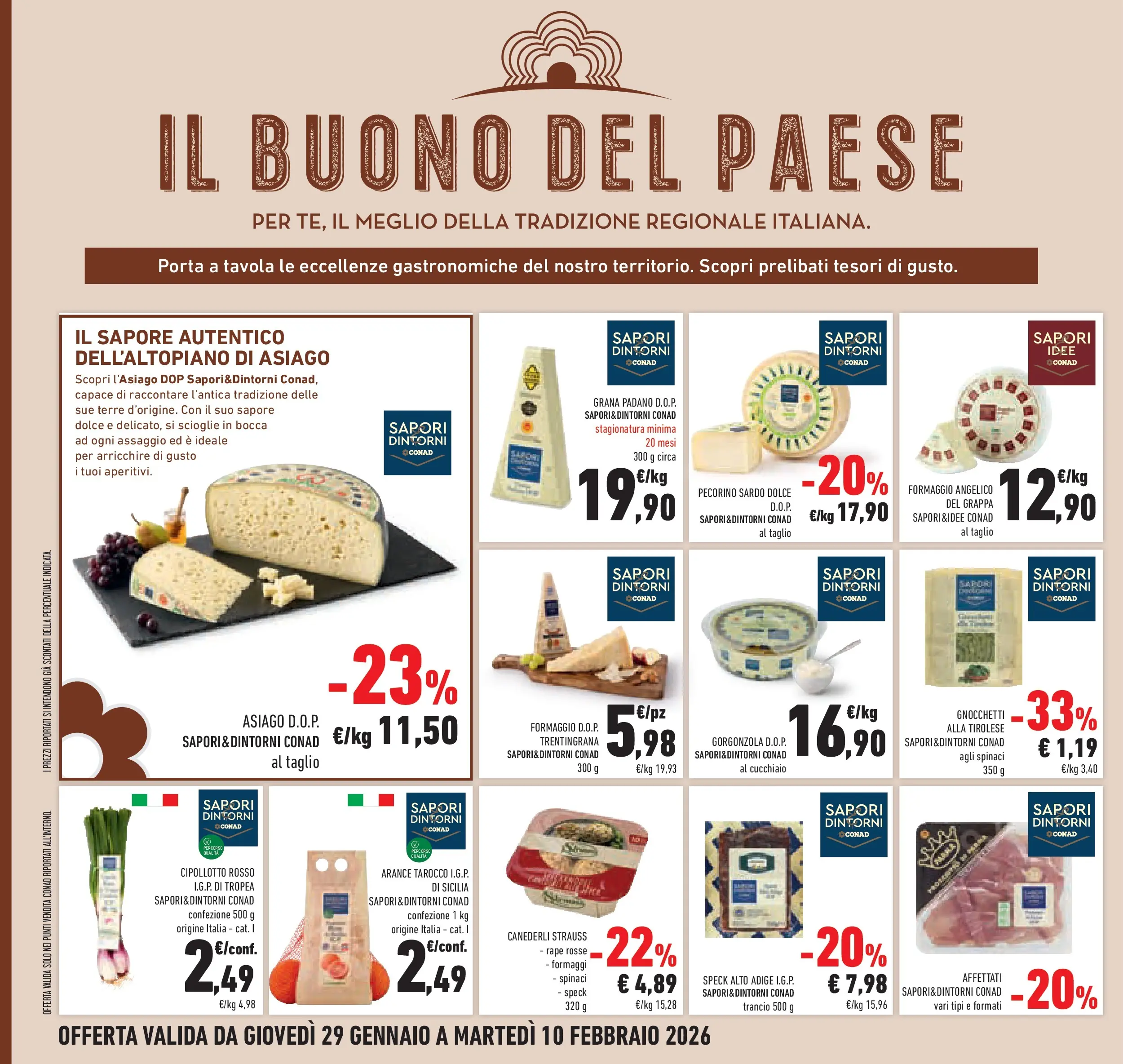 Volantino Conad dal 28/01/2026 > Anteprima | Pagina: 14 | Prodotti: Arance, Gnocchi, Grappa, Gnocchetti