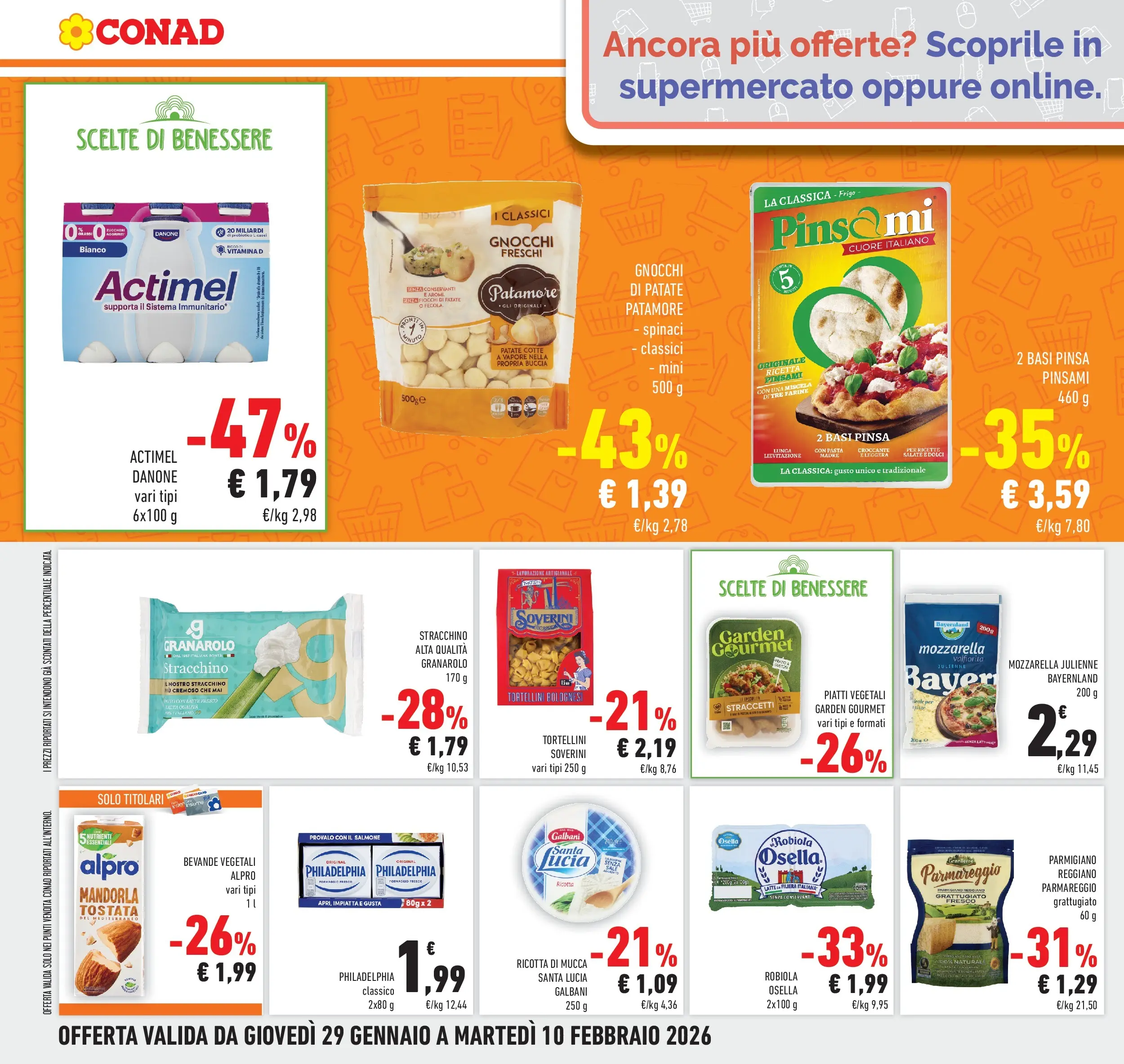Volantino Conad dal 28/01/2026 > Anteprima | Pagina: 18 | Prodotti: Mozzarella, Pasta, Parmigiano reggiano, Gnocchi