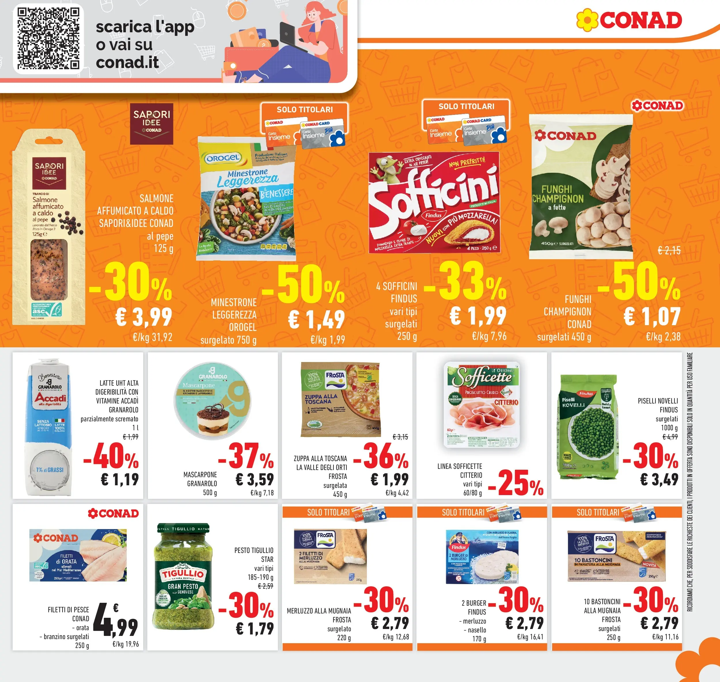 Volantino Conad dal 28/01/2026 > Anteprima | Pagina: 19 | Prodotti: Salmone affumicato, Pesce, Branzino, Mascarpone